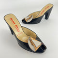 Miu Miu | Vintage 90s Black Leather Flower Applique Slide Mule (35)