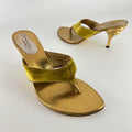 Gucci | Tom Ford Era Vintage Gold Velvet Studded Thong Heels (36C)