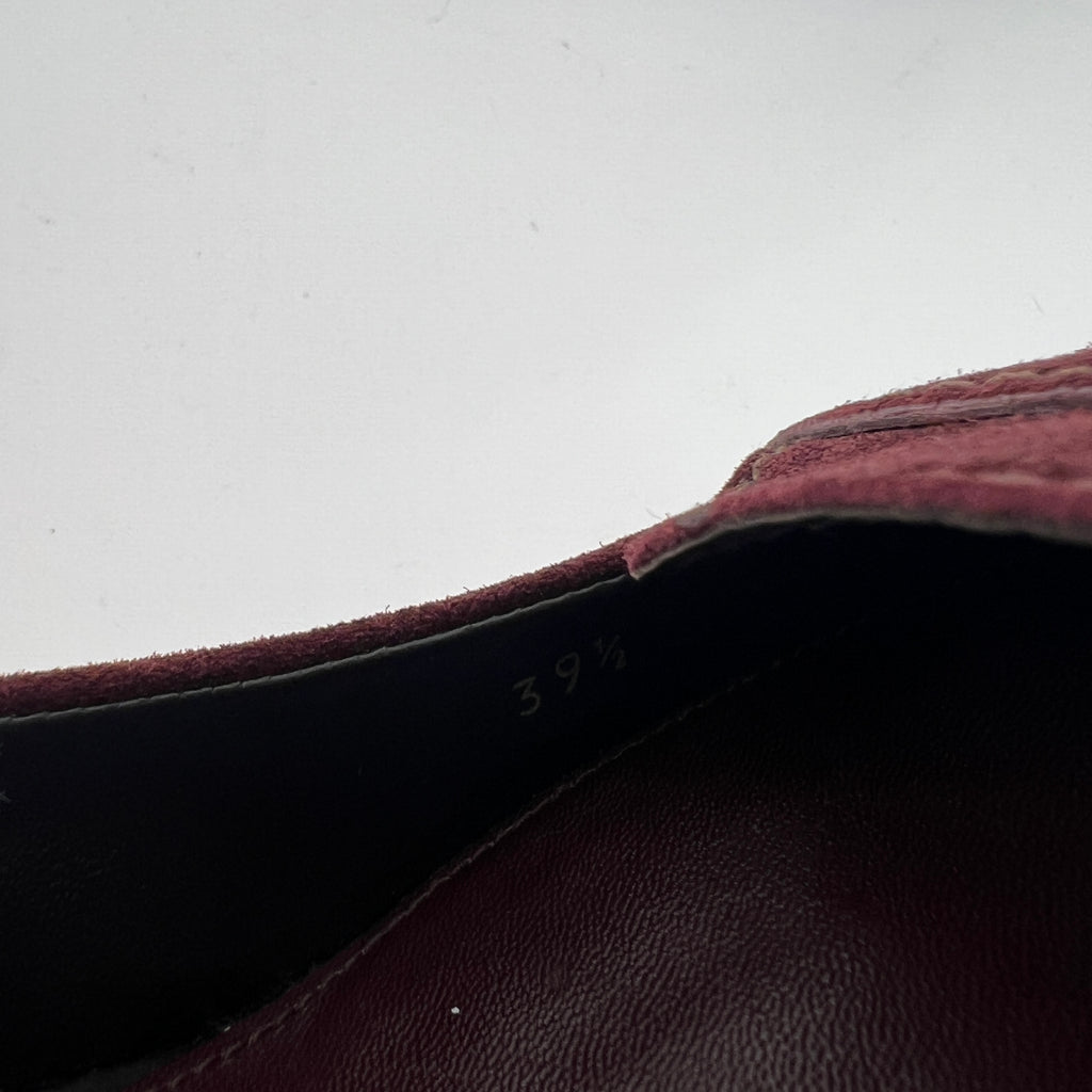 Prada | Burgundy Suede Leather Pointed Toe Kitten Heel Pump (39.5)