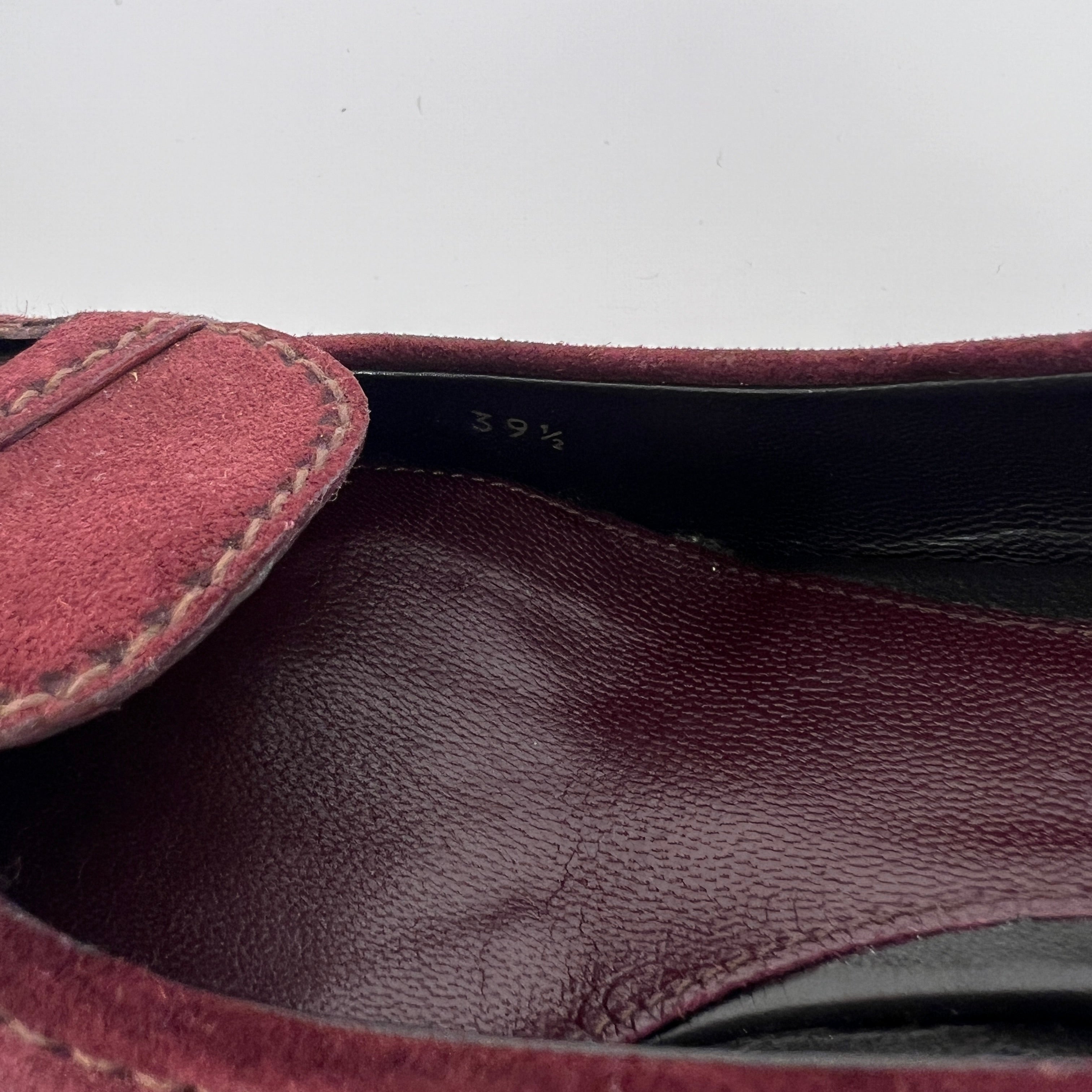 Prada | Burgundy Suede Leather Pointed Toe Kitten Heel Pump (39.5)