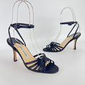 Manolo Blahnik | Black Satin Strappy Ankle Wrap Stiletto Sandal Heels (36)