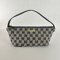 Gucci | Tom Ford Era Boat Pochette GG Monogram Grey Canvas Black Leather Bag
