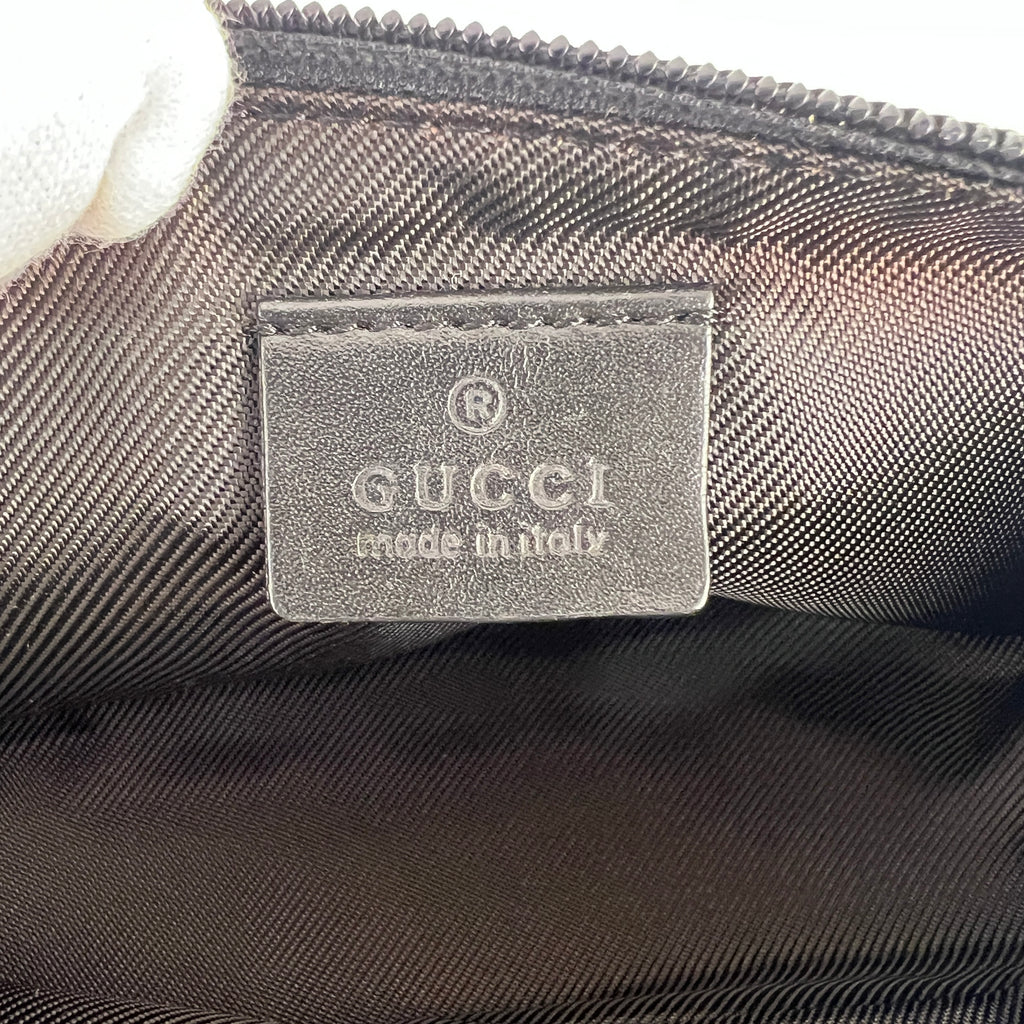 Gucci | Tom Ford Era Boat Pochette GG Monogram Grey Canvas Black Leather Bag
