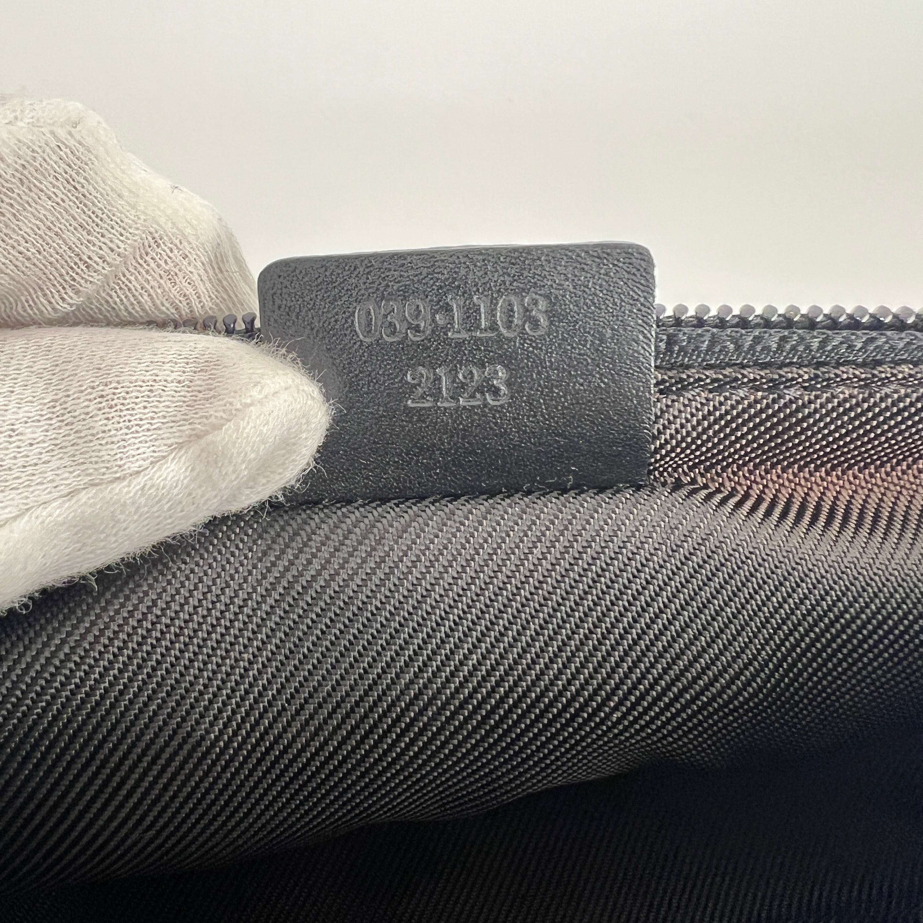 Gucci | Tom Ford Era Boat Pochette GG Monogram Grey Canvas Black Leather Bag