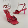 Sergio Rossi | Pink Snake Leather Ankle Wrap Strappy Sandal Heels (36)