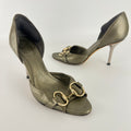Gucci | Khaki Green Leather Silver Horse Bit D'Orsay Stiletto Pumps (35)