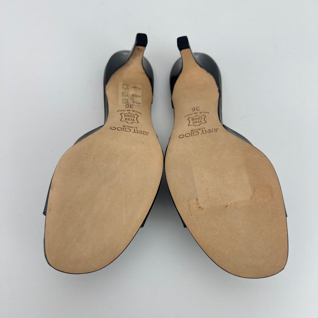 Jimmy Choo | Black Patent Leather Strap Slide Sandal Mules (36)