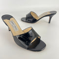 Jimmy Choo | Black Patent Leather Strap Slide Sandal Mules (36)
