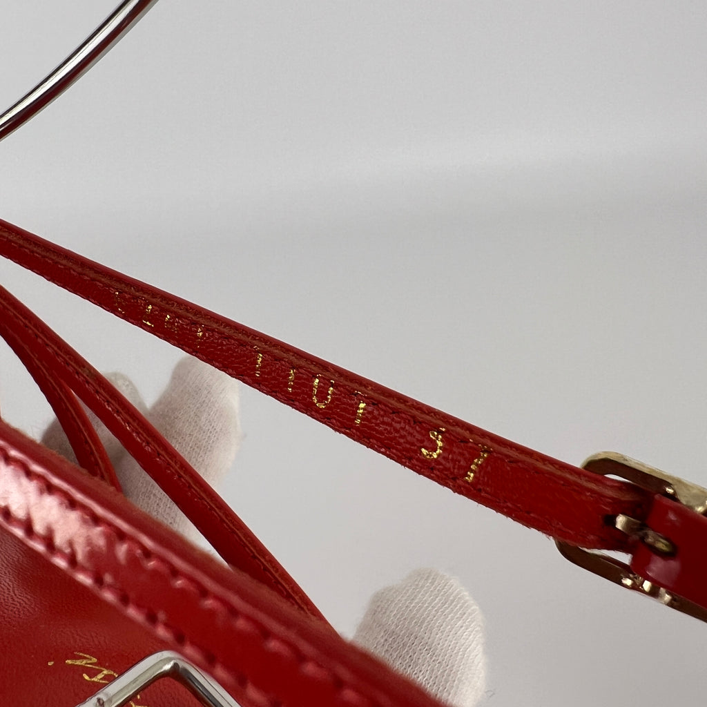 Gianvito Rossi | Red Patent Leather Bow Strappy Sandal Stiletto Heels (37)