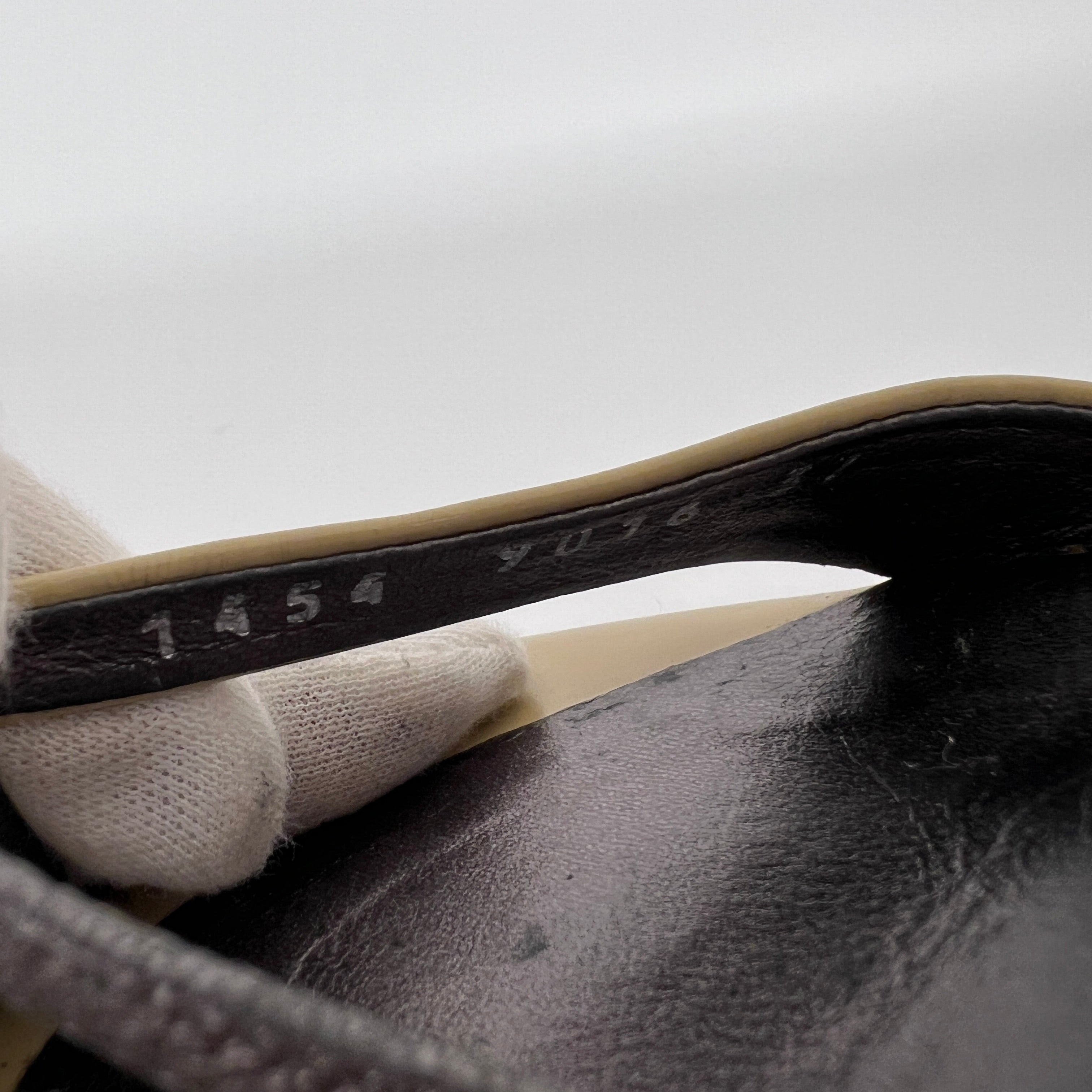 Sergio Rossi | Beige Black Leather Thong Strap Wedge Heel Slide Sandals (37.5)