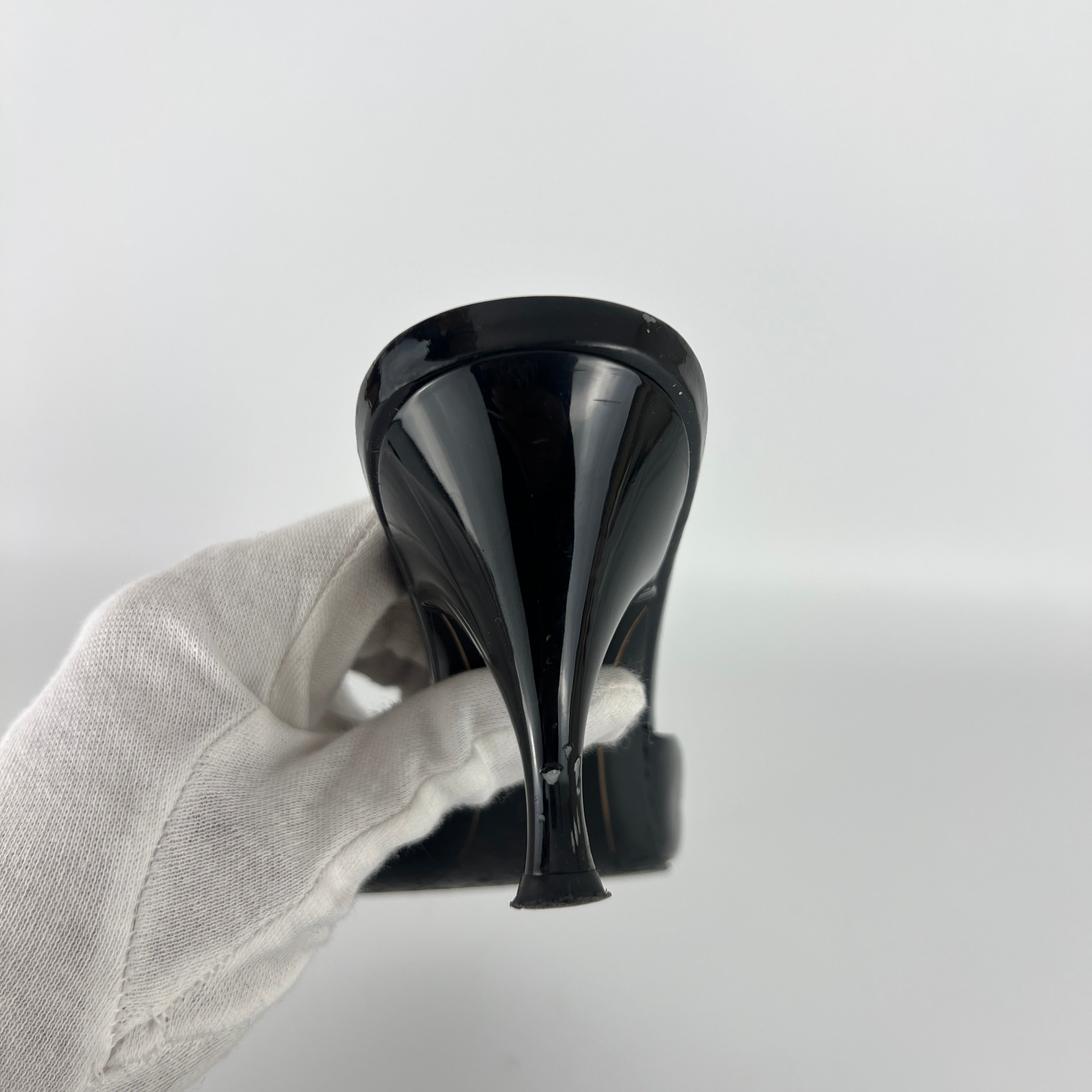 Ferragamo | Vara Bow Black Patent Leather Peep Toe Sandal Slide Mules (36.5, 6.5)
