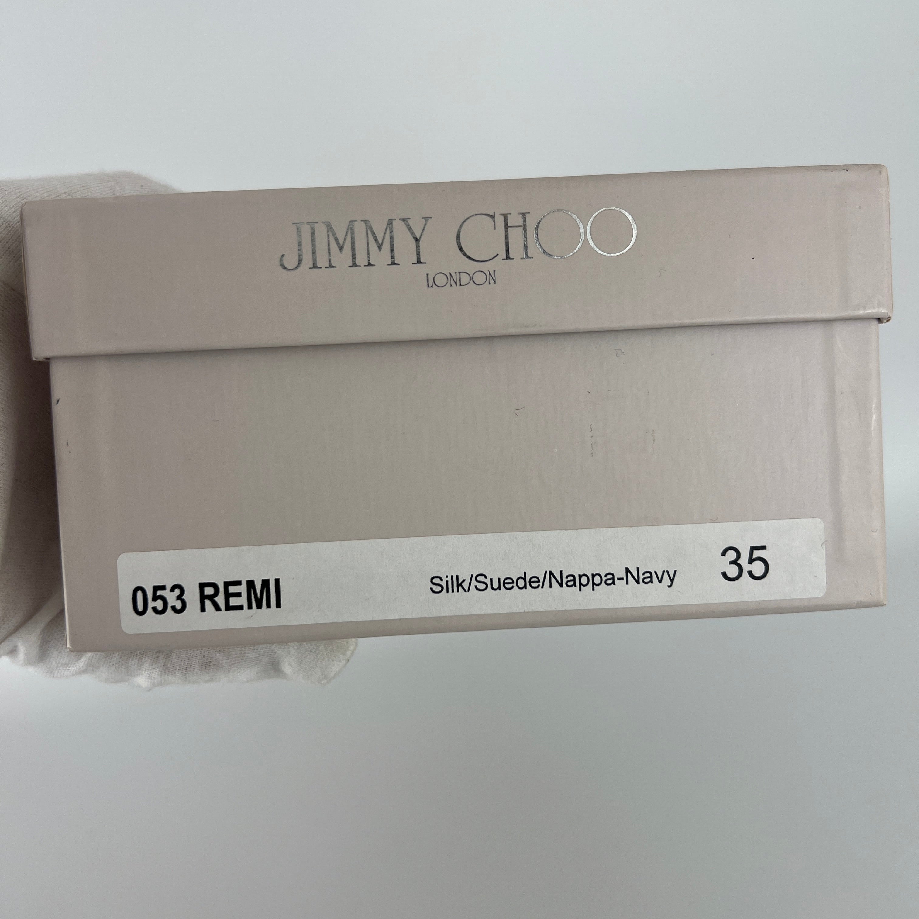Jimmy Choo | Remi Gold Blue Silk Suede Leather Sandal Slingback Heels (35)