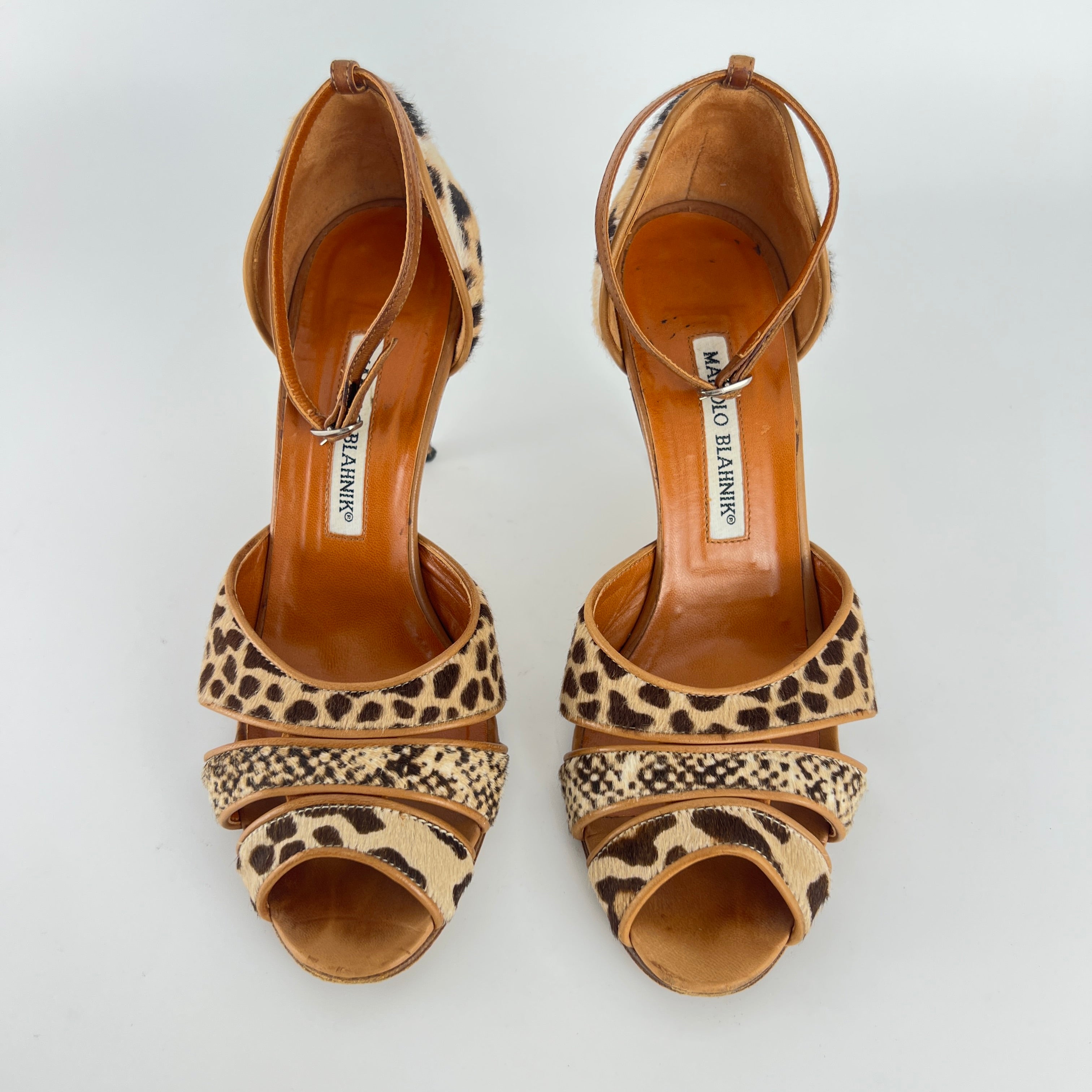 Manolo Blahnik | Leopard Animal Print Calf Hair Strappy D'Orsay Pumps (37)