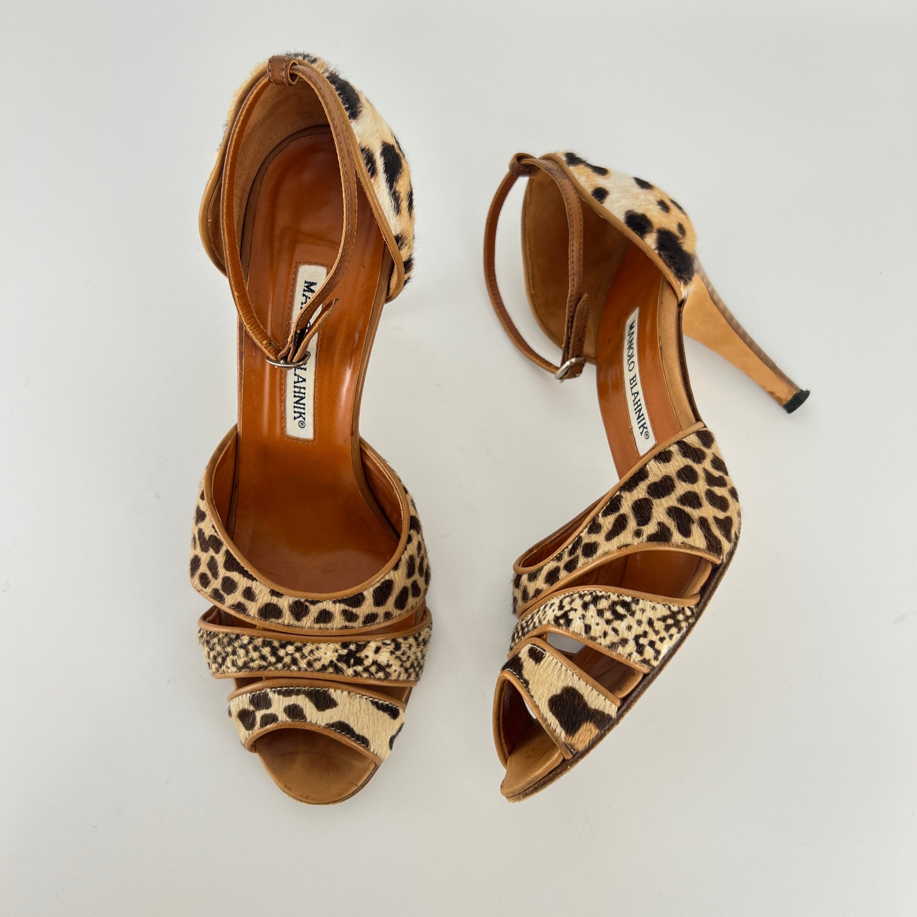 Manolo Blahnik | Leopard Animal Print Calf Hair Strappy D'Orsay Pumps (37)