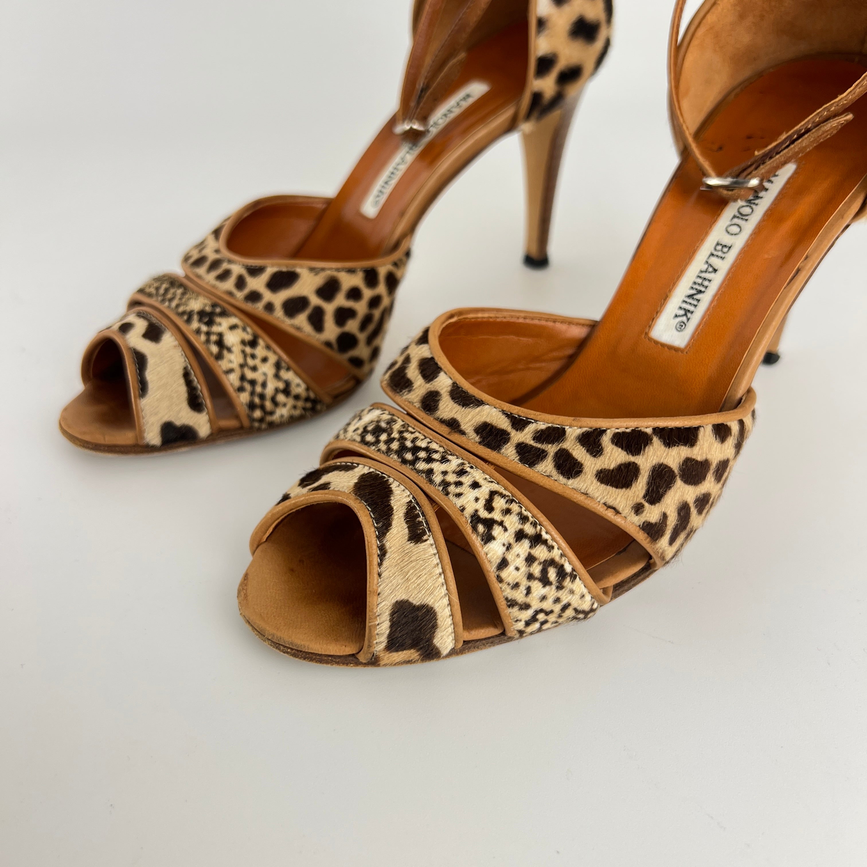 Manolo Blahnik | Leopard Animal Print Calf Hair Strappy D'Orsay Pumps (37)