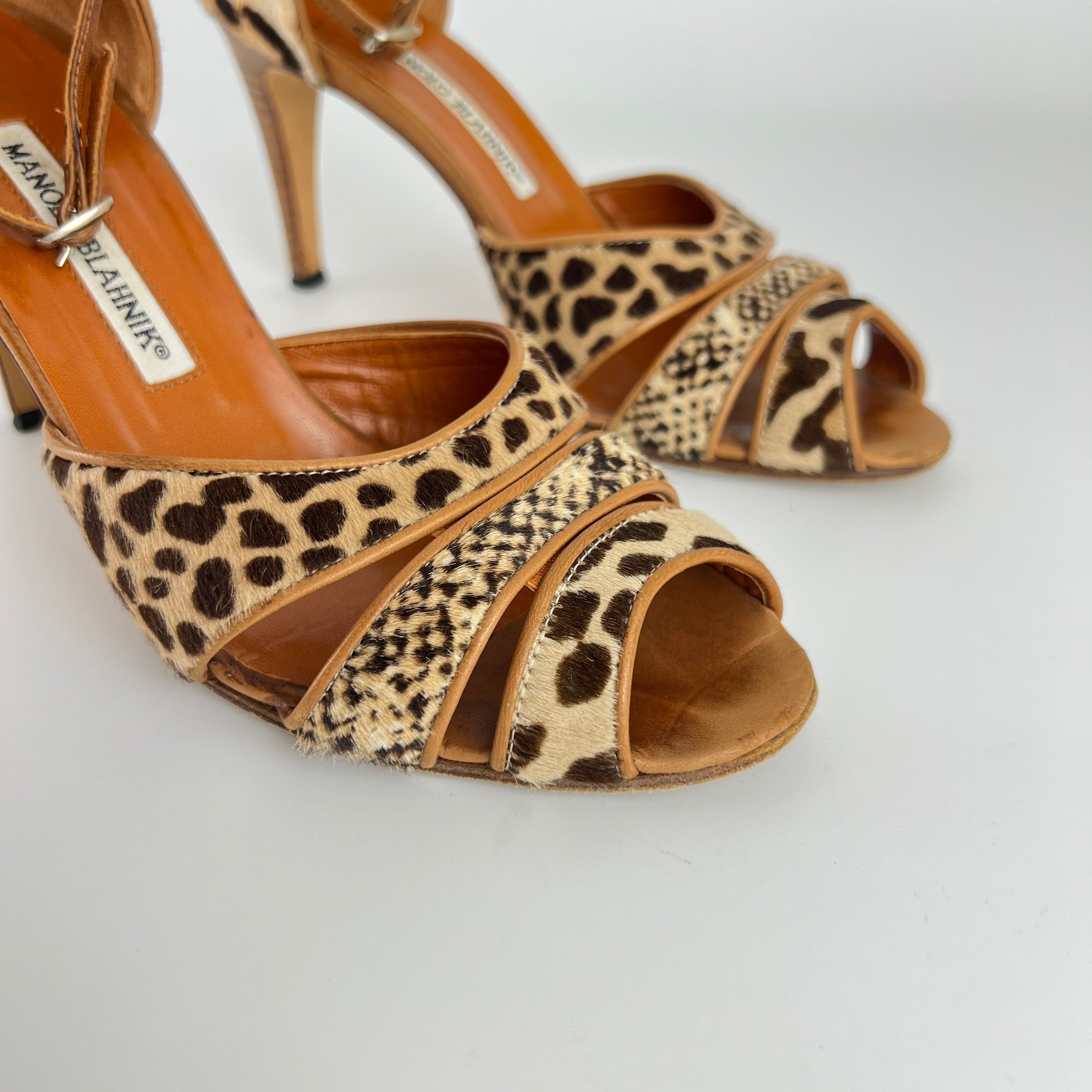 Manolo Blahnik | Leopard Animal Print Calf Hair Strappy D'Orsay Pumps (37)
