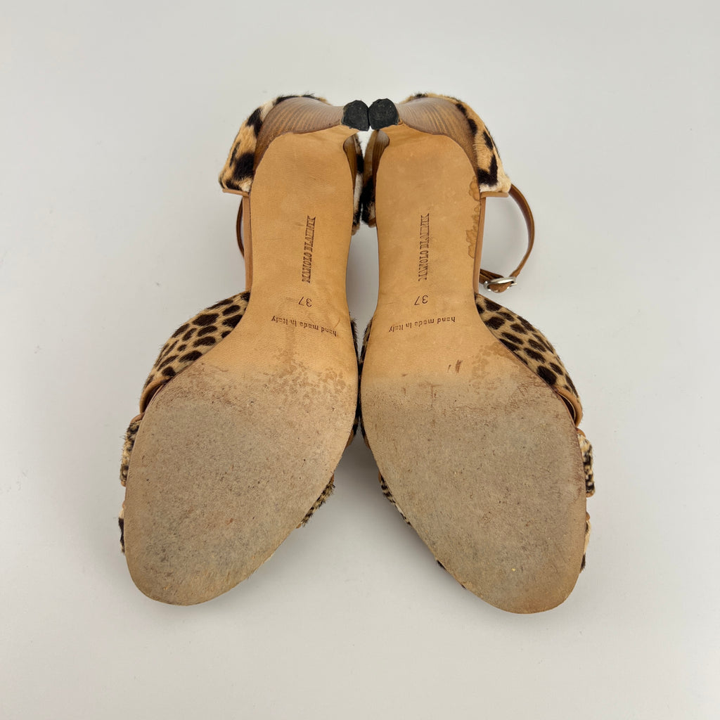 Manolo Blahnik | Leopard Animal Print Calf Hair Strappy D'Orsay Pumps (37)