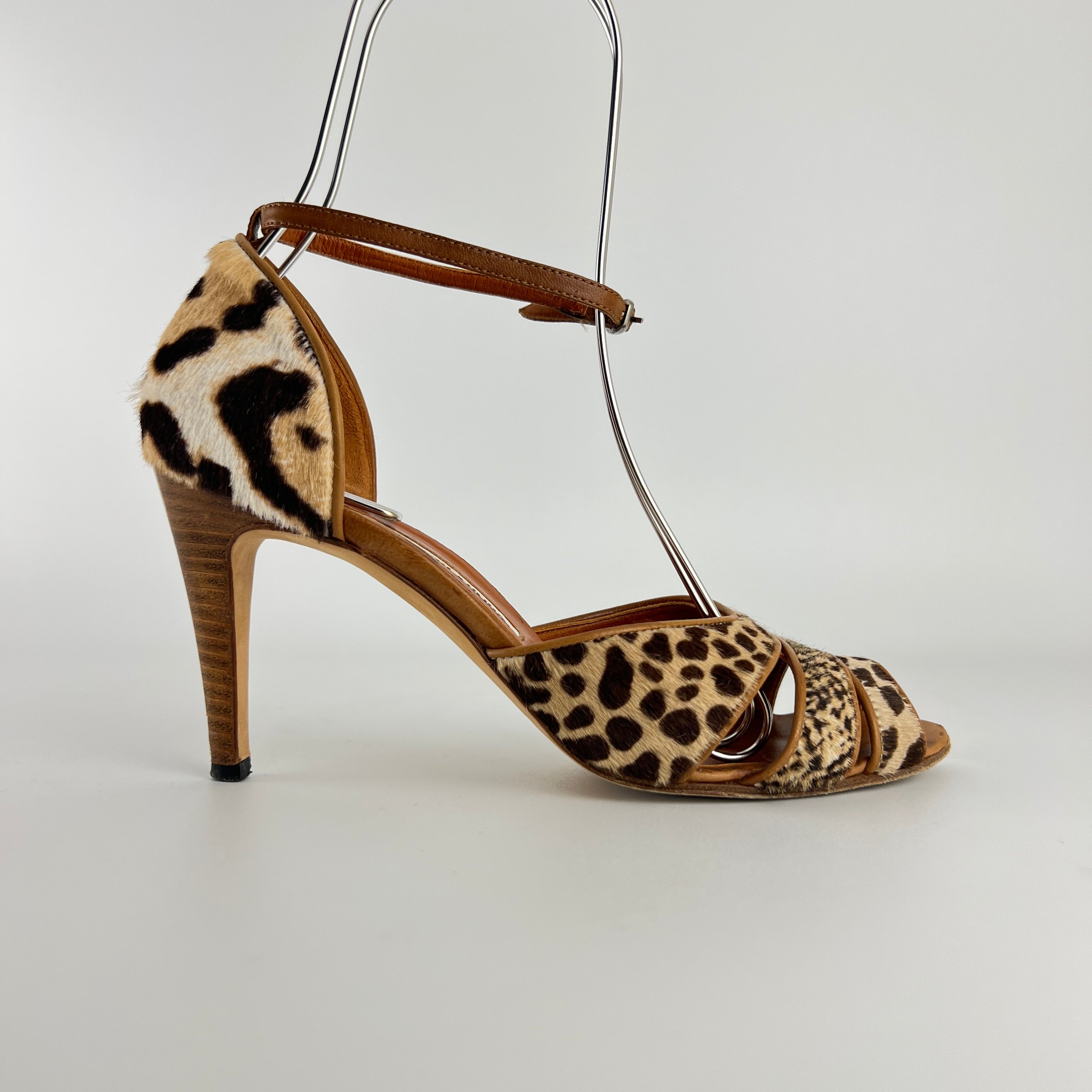 Manolo Blahnik | Leopard Animal Print Calf Hair Strappy D'Orsay Pumps (37)