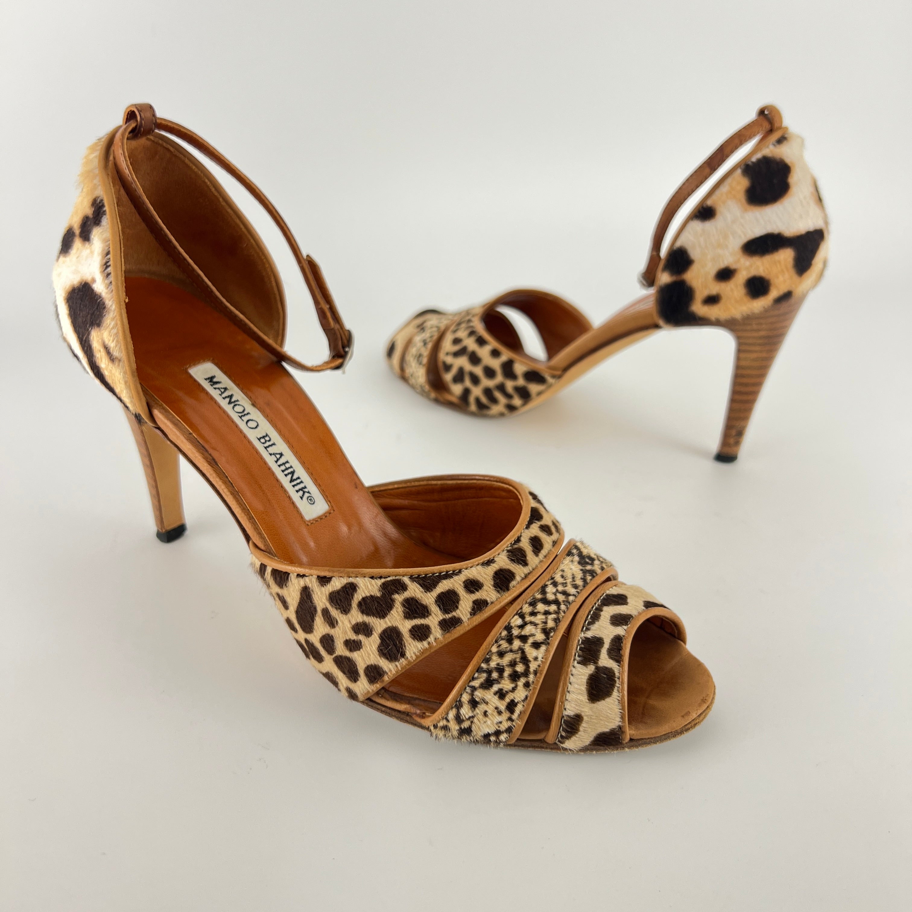 Manolo Blahnik | Leopard Animal Print Calf Hair Strappy D'Orsay Pumps (37)