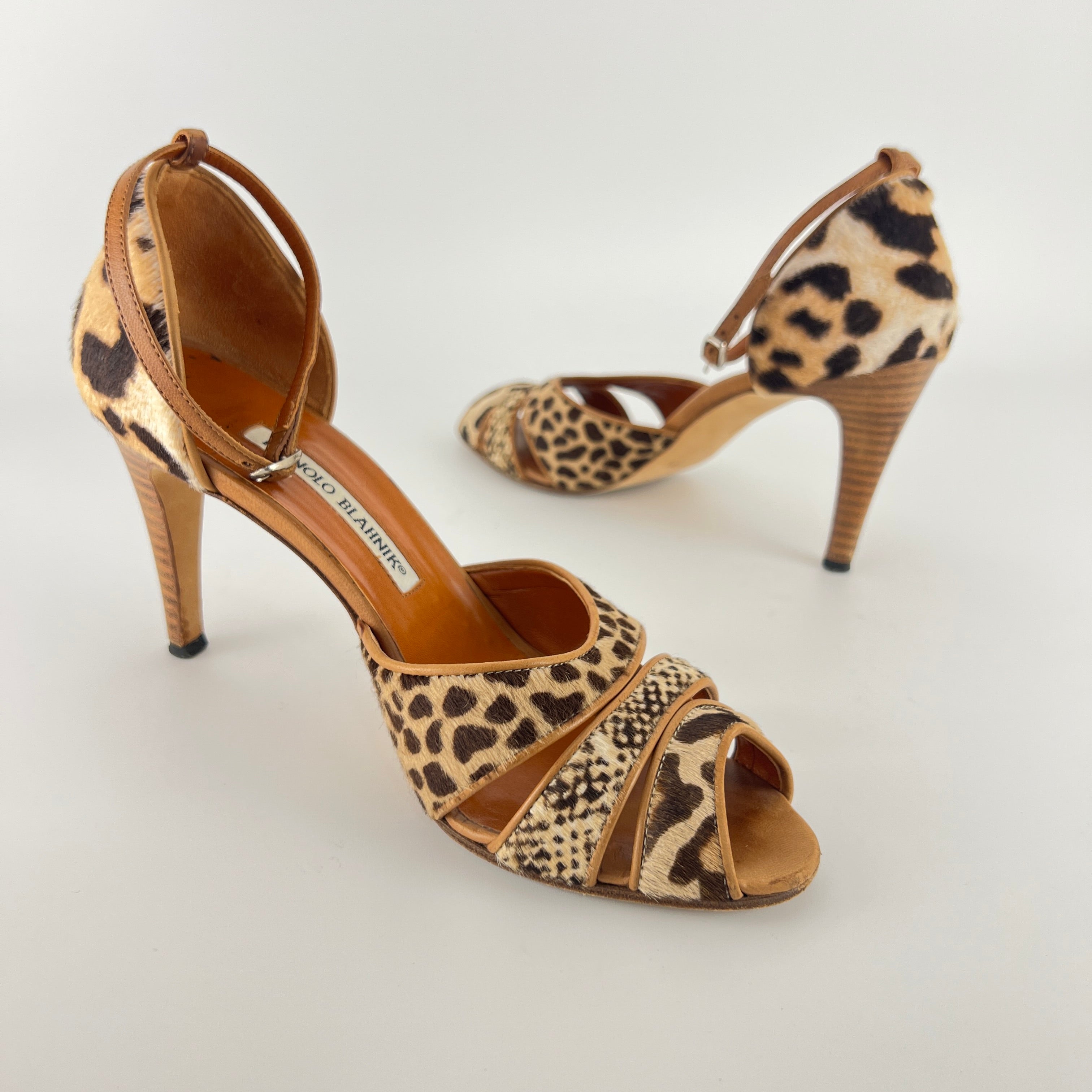 Manolo Blahnik | Leopard Animal Print Calf Hair Strappy D'Orsay Pumps (37)