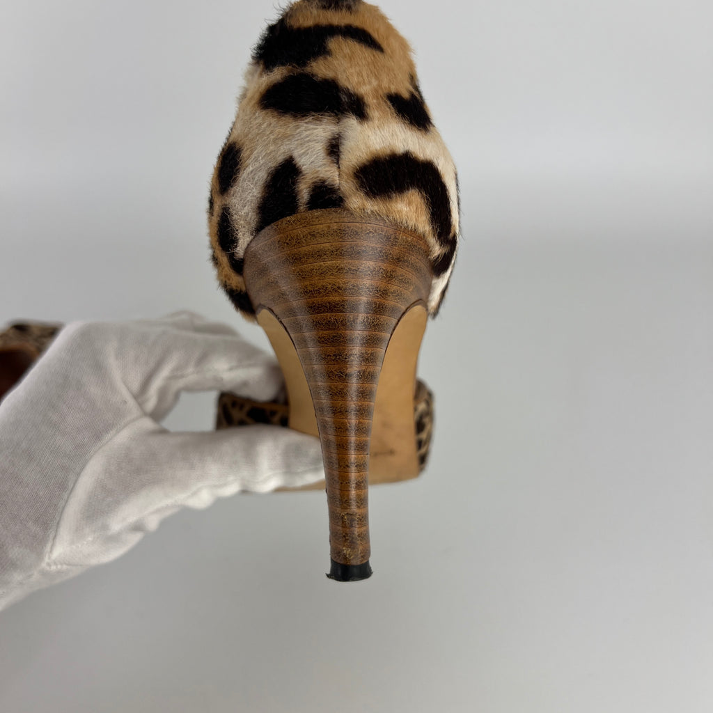 Manolo Blahnik | Leopard Animal Print Calf Hair Strappy D'Orsay Pumps (37)