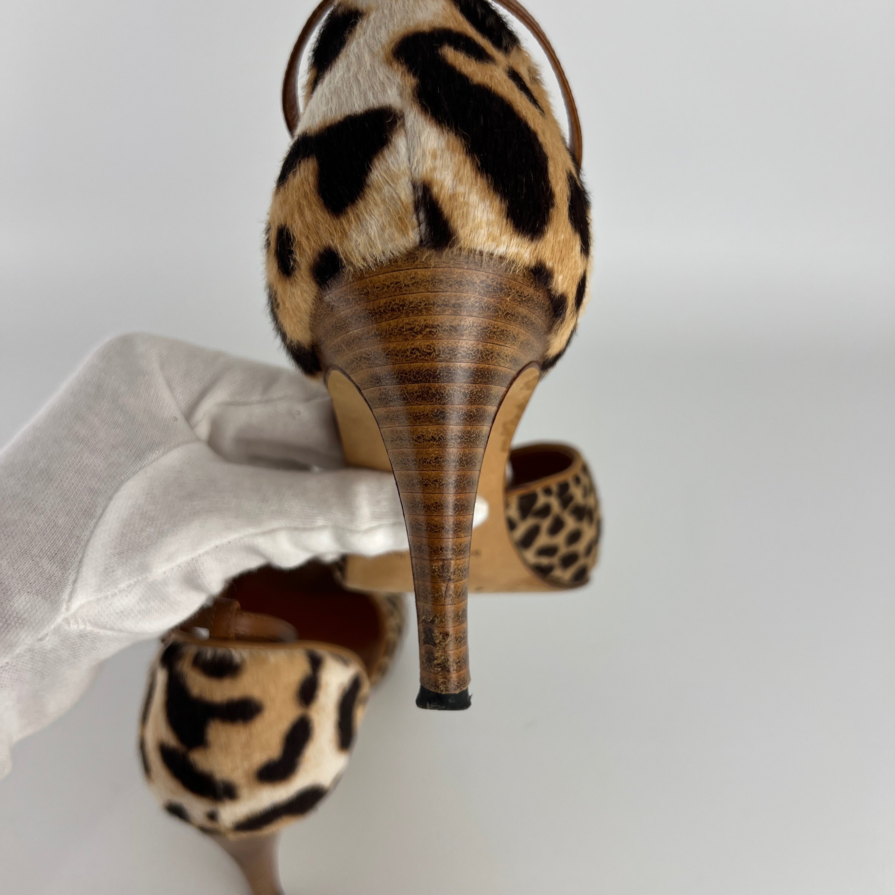 Manolo Blahnik | Leopard Animal Print Calf Hair Strappy D'Orsay Pumps (37)