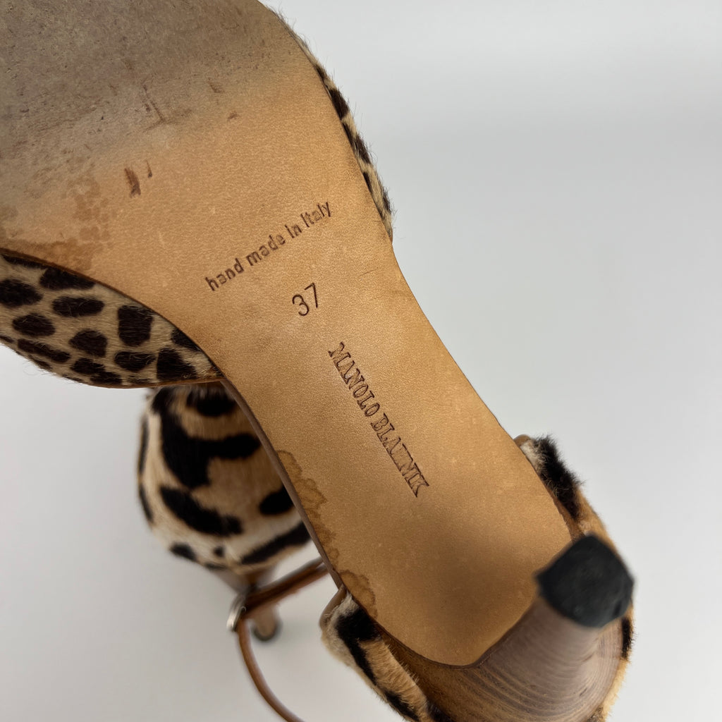 Manolo Blahnik | Leopard Animal Print Calf Hair Strappy D'Orsay Pumps (37)