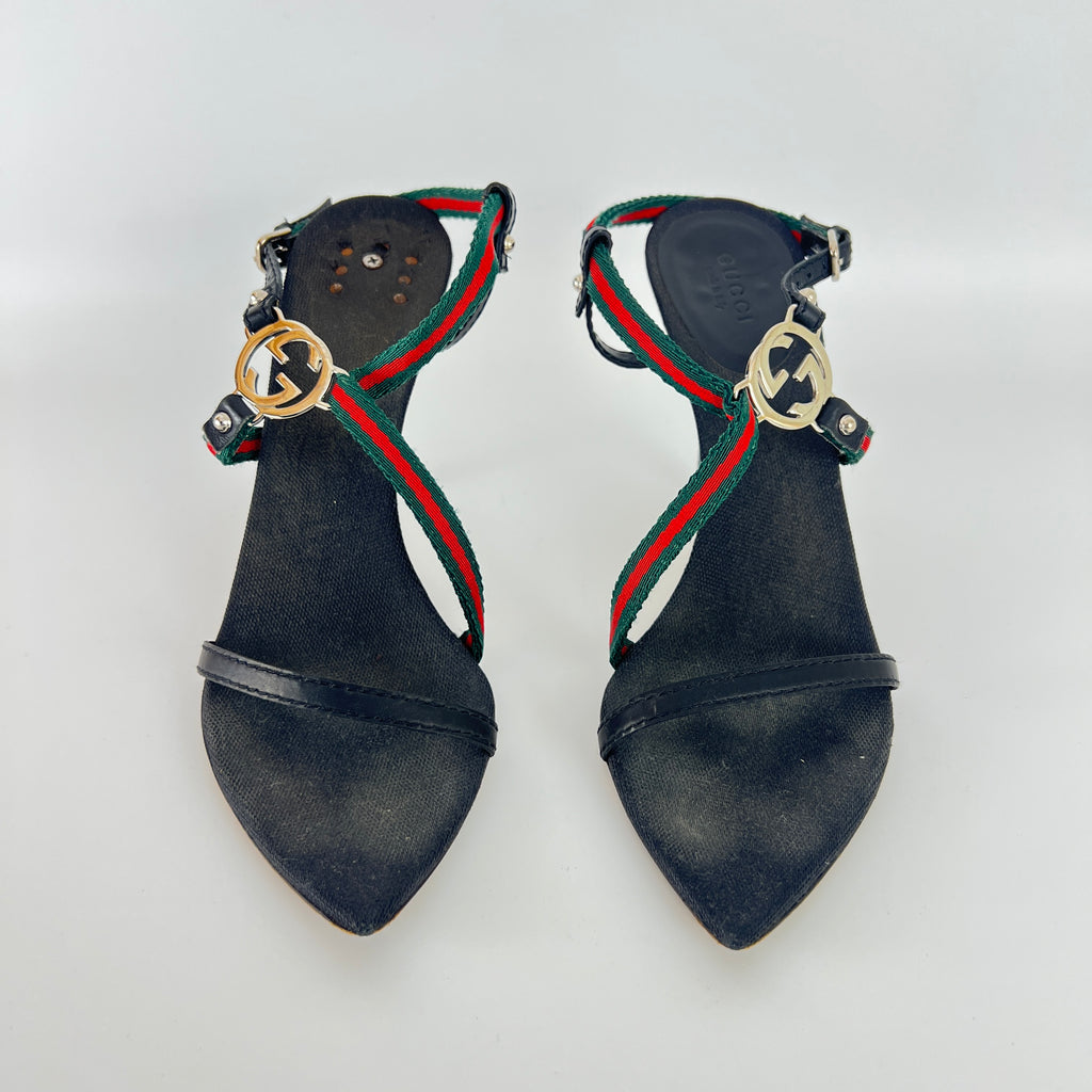 Gucci | Vintage Tom Ford Era Strappy Sandals GG Logo Stilettos Heels (36.5)