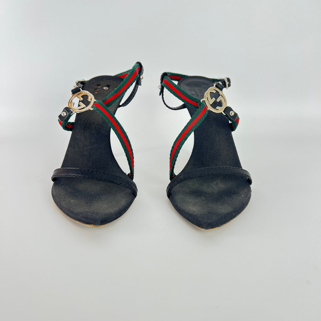 Gucci | Vintage Tom Ford Era Strappy Sandals GG Logo Stilettos Heels (36.5)