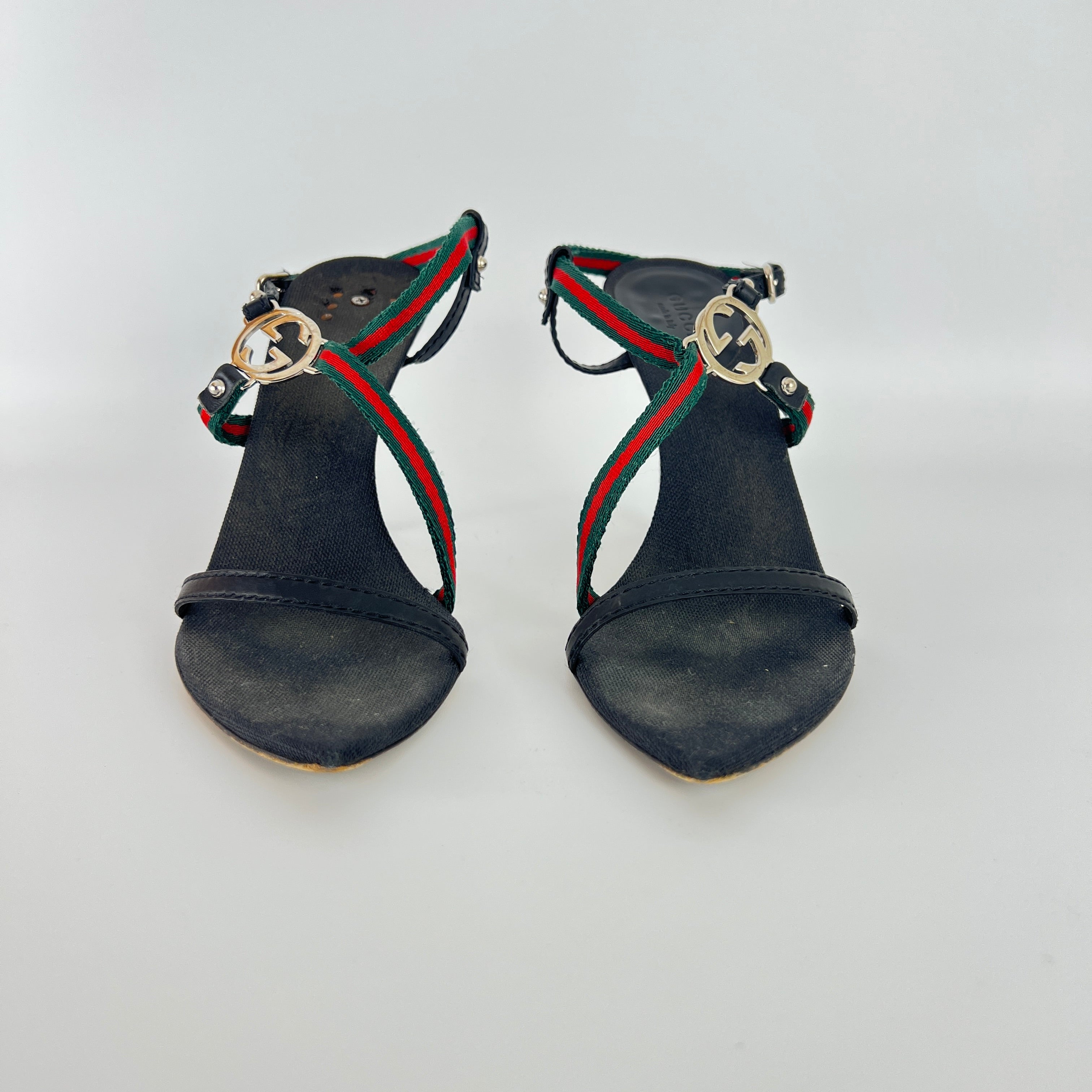 Gucci | Vintage Tom Ford Era Strappy Sandals GG Logo Stilettos Heels (36.5)