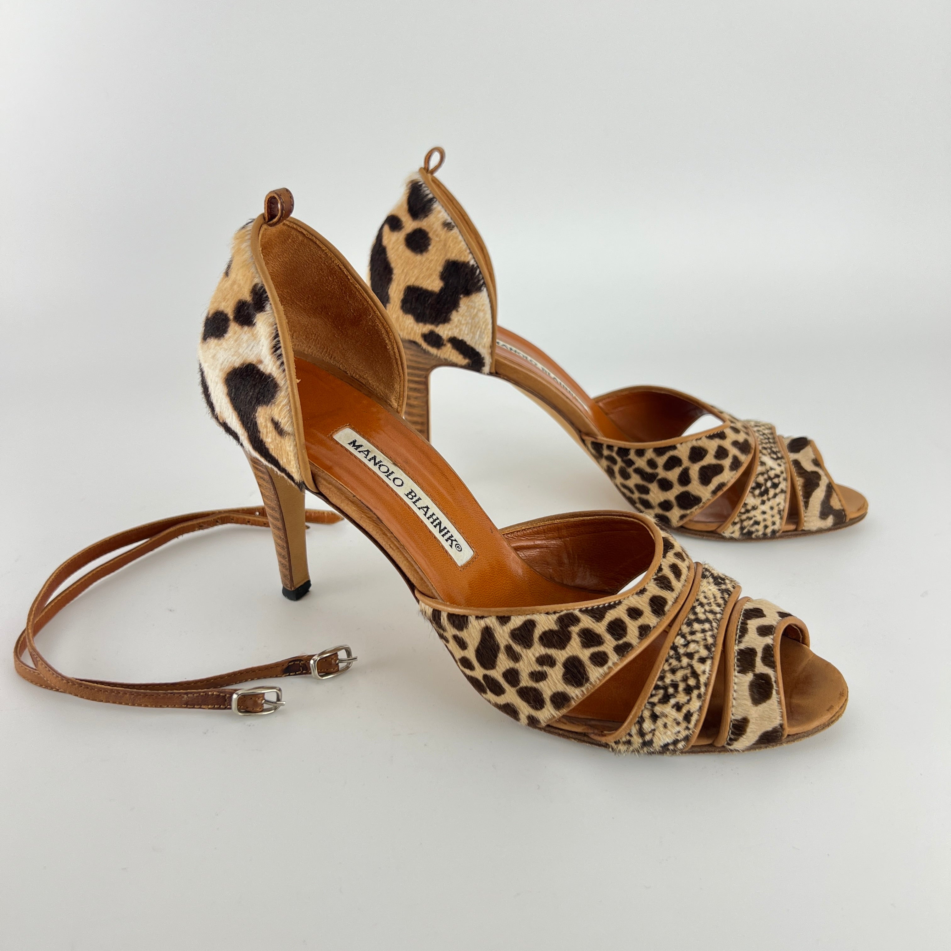 Manolo Blahnik | Leopard Animal Print Calf Hair Strappy D'Orsay Pumps (37)