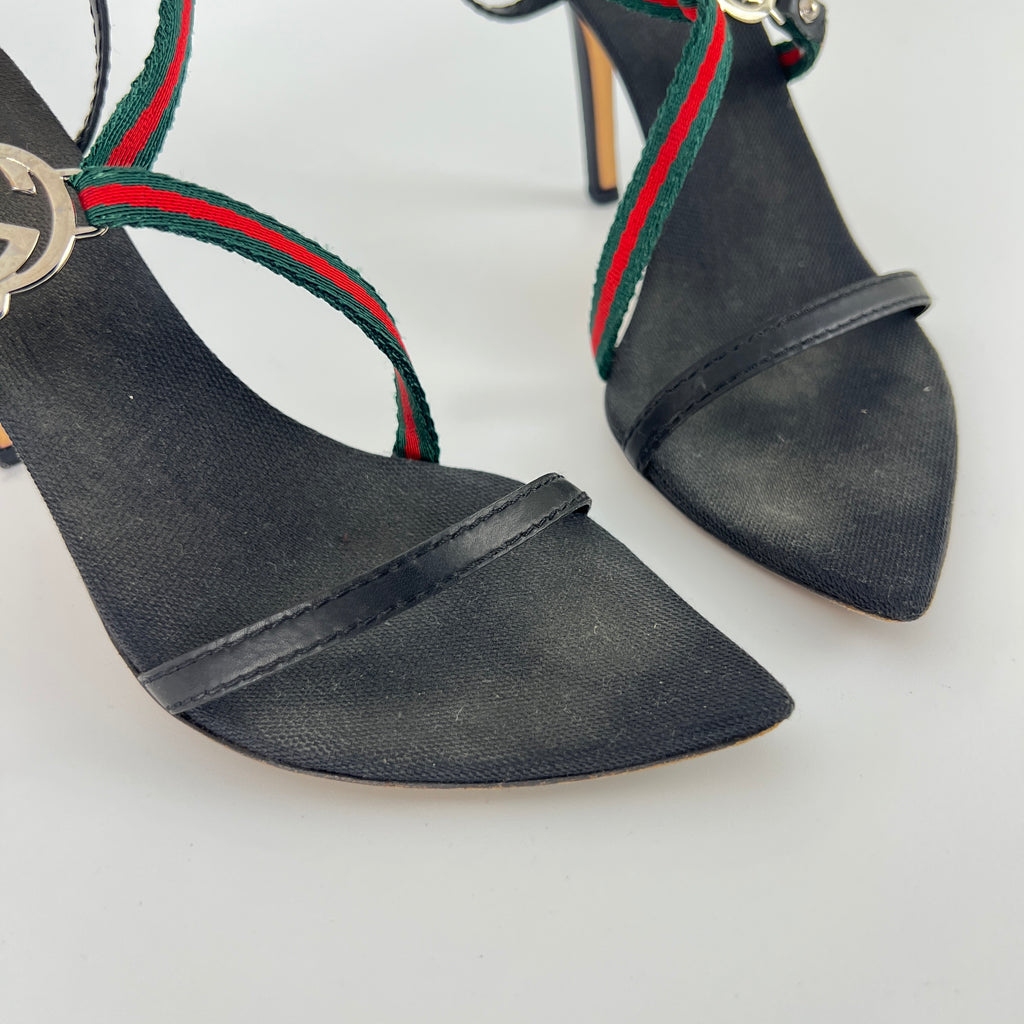 Gucci | Vintage Tom Ford Era Strappy Sandals GG Logo Stilettos Heels (36.5)