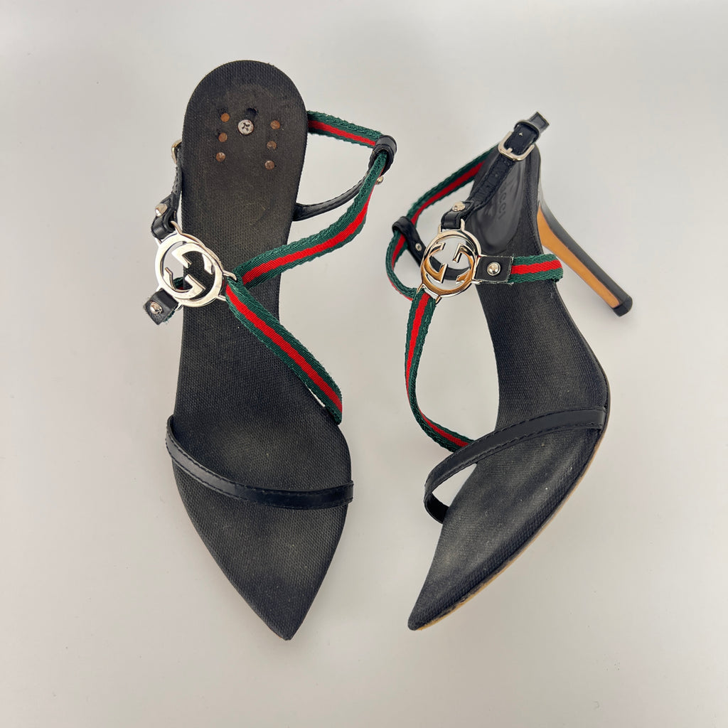 Gucci | Vintage Tom Ford Era Strappy Sandals GG Logo Stilettos Heels (36.5)