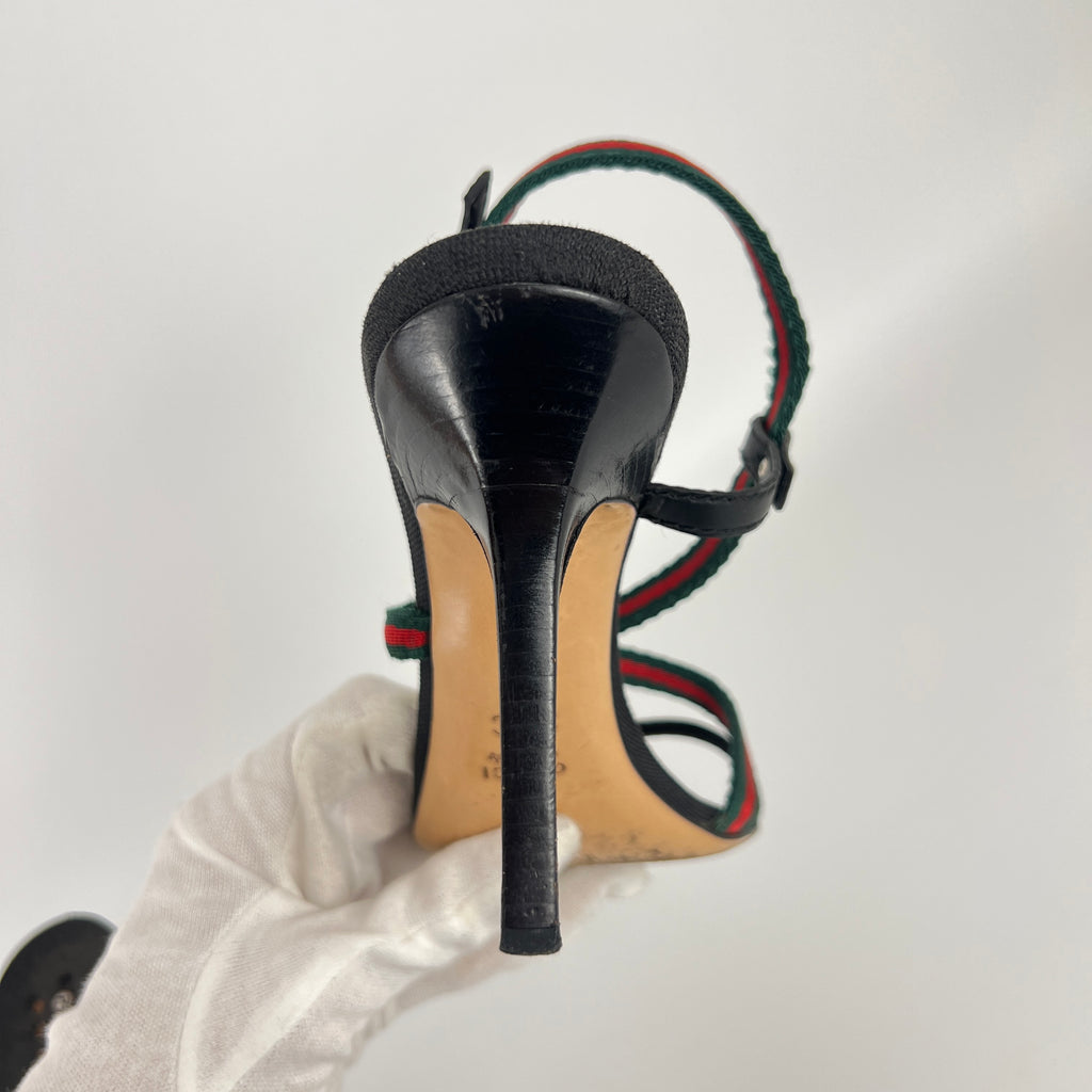Gucci | Vintage Tom Ford Era Strappy Sandals GG Logo Stilettos Heels (36.5)