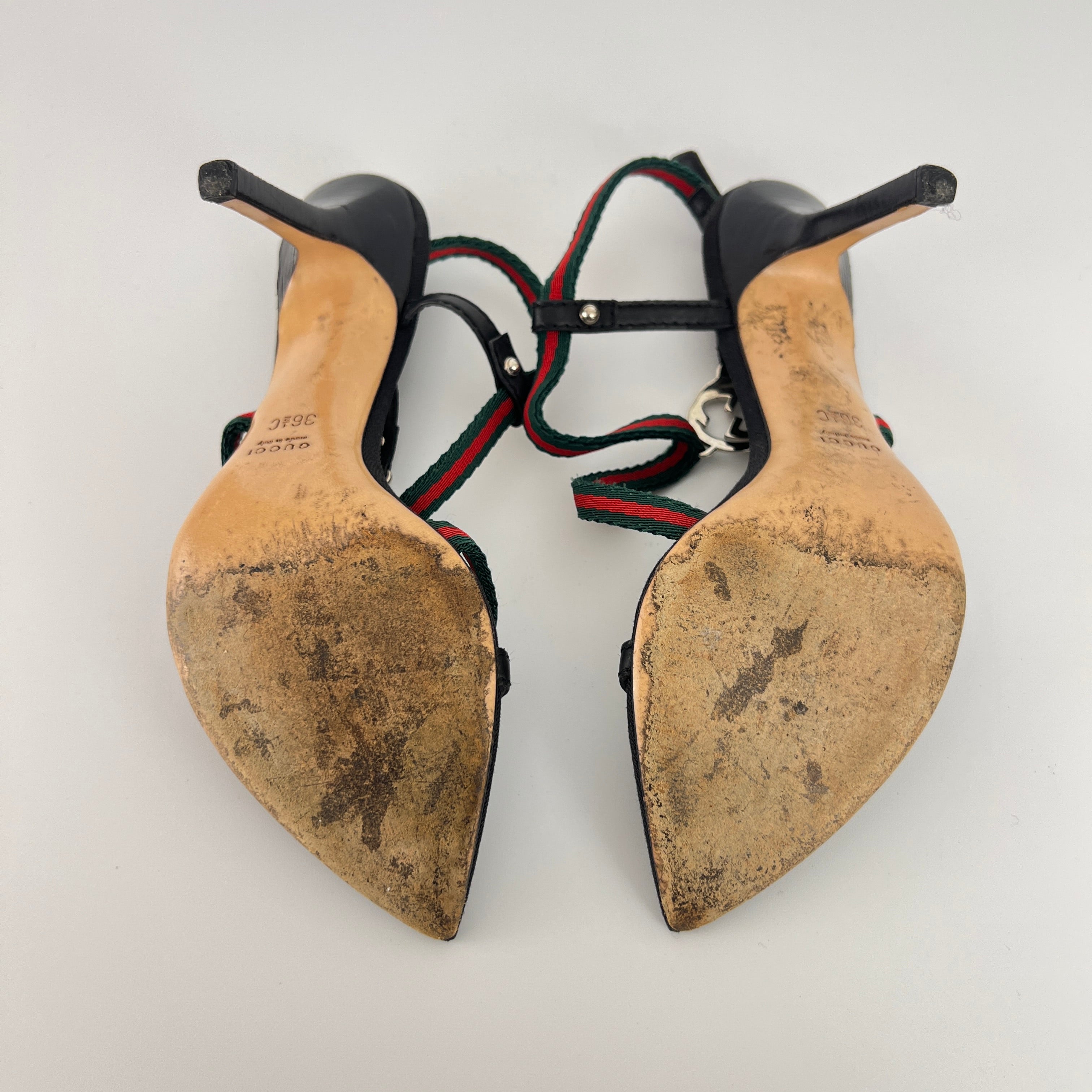 Gucci | Vintage Tom Ford Era Strappy Sandals GG Logo Stilettos Heels (36.5)
