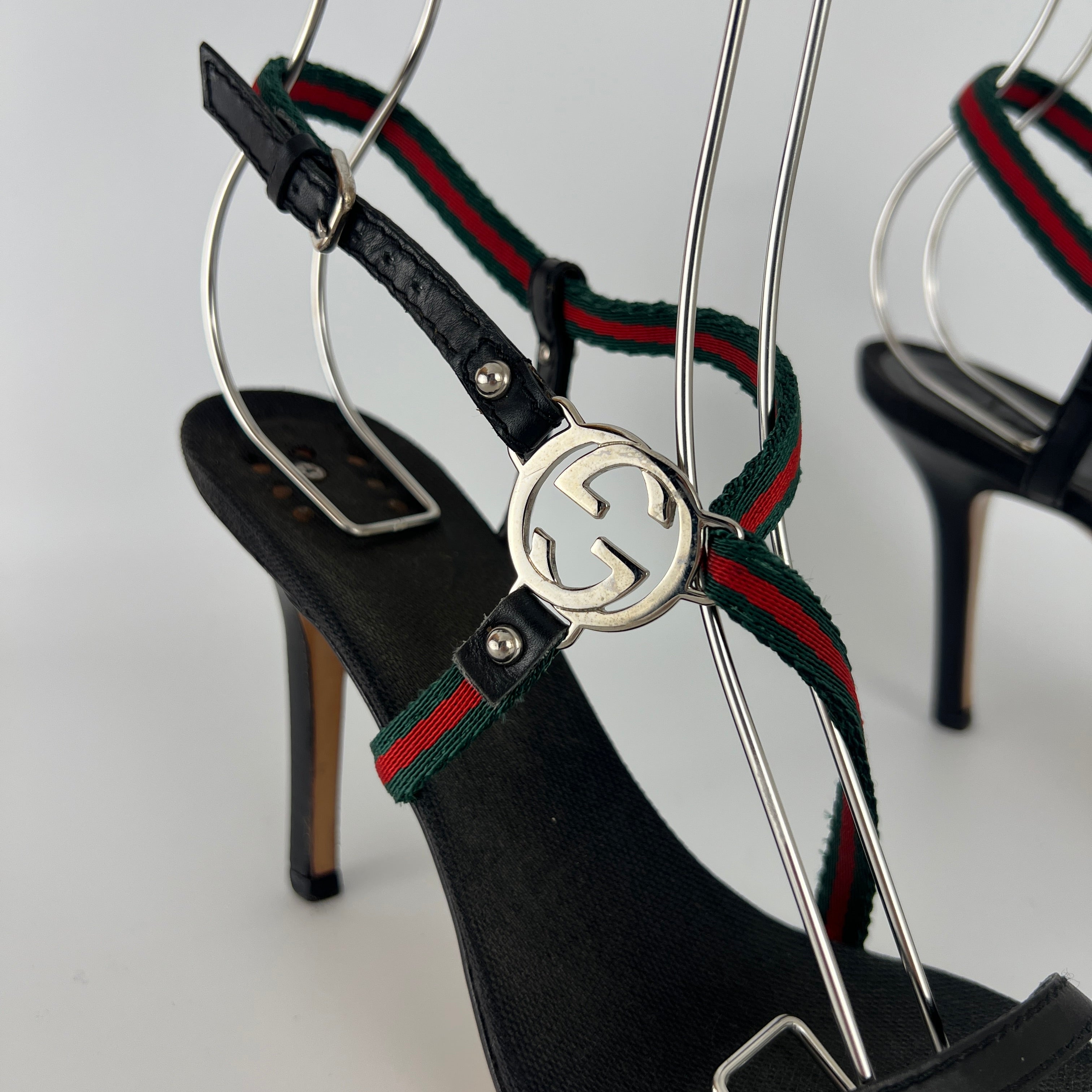 Gucci | Vintage Tom Ford Era Strappy Sandals GG Logo Stilettos Heels (36.5)