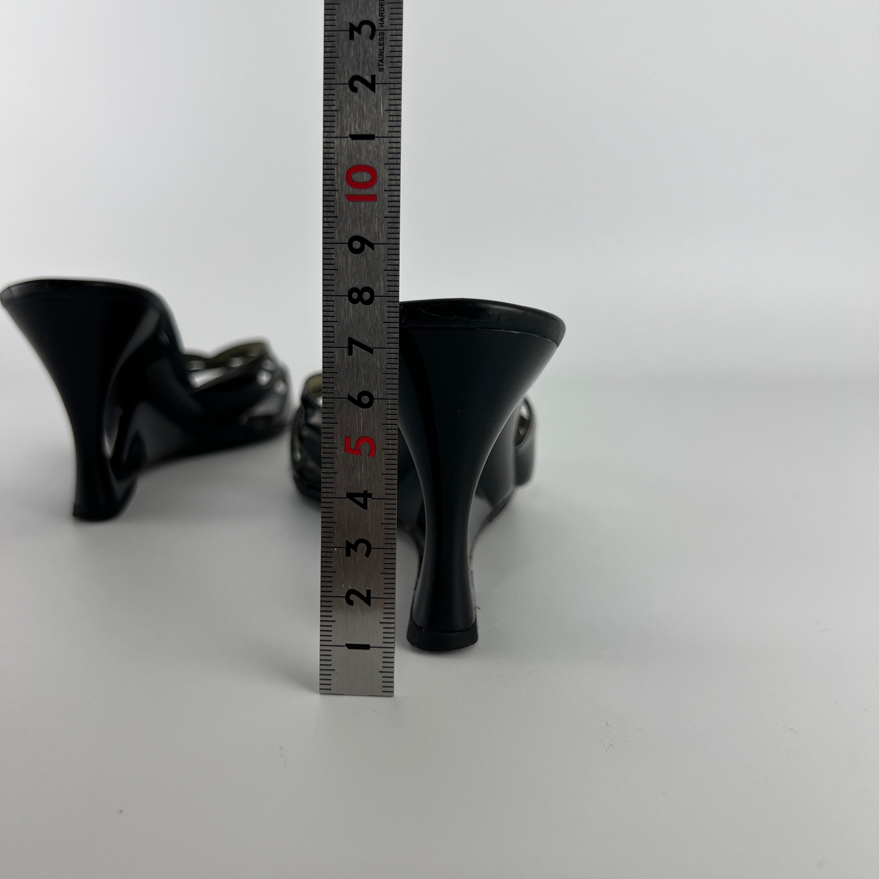 Cole Haan | Black Patent Leather Sculptural Wedge Slide Heel (6 , 36)