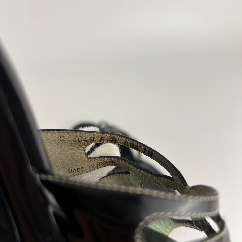 Cole Haan | Black Patent Leather Sculptural Wedge Slide Heel (6 , 36)