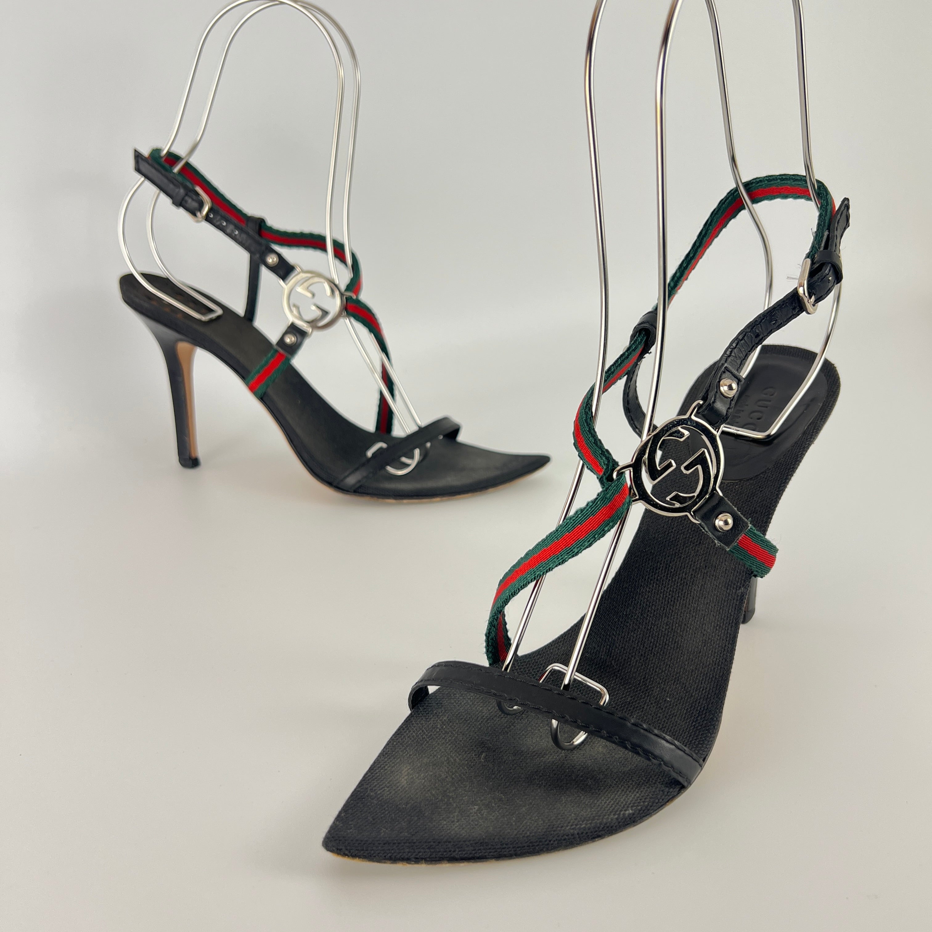 Gucci | Vintage Tom Ford Era Strappy Sandals GG Logo Stilettos Heels (36.5)