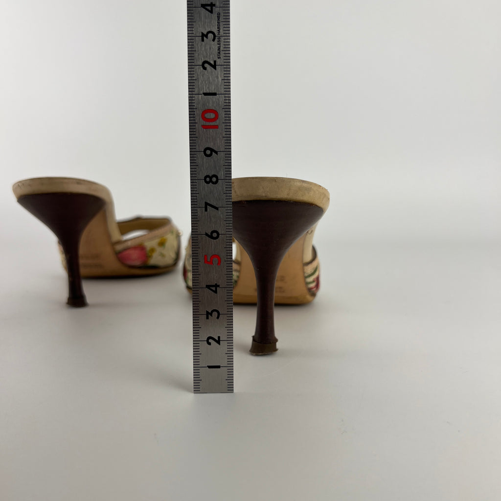 Gucci | Vintage Tom Ford Era Floral Bamboo Horse Bit Canvas Slide Mules Rare (36.5C)