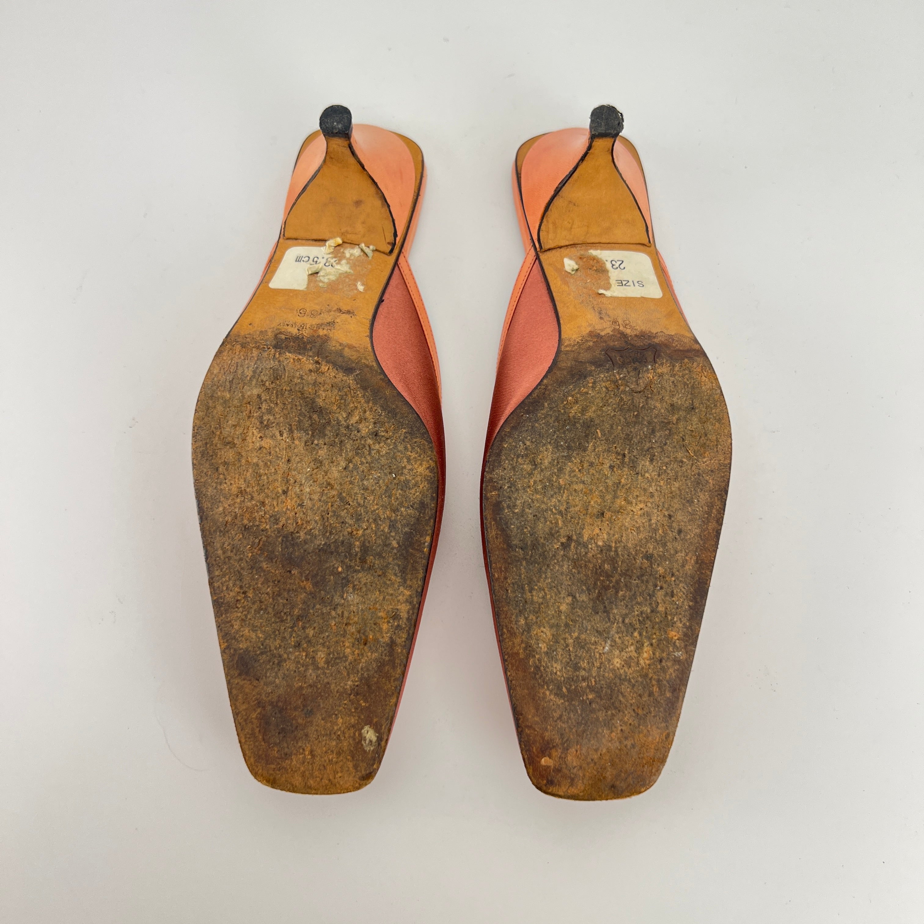 Fendi | Vintage Dusty Pink Satin Leather Trim Kitten Heel Slide Mules (36)
