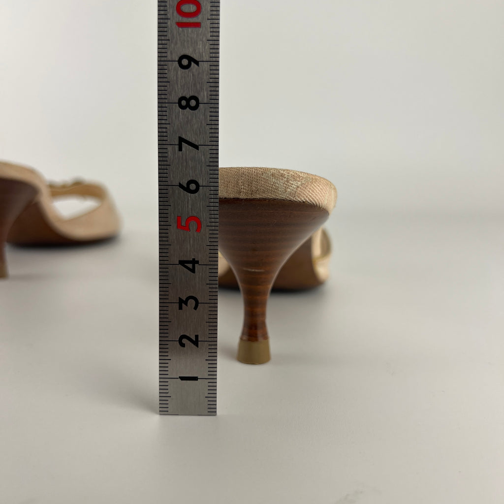 Louis Vuitton | Vintage Pink Monogram Canvas Gold Bow Slide Mules (35.5)