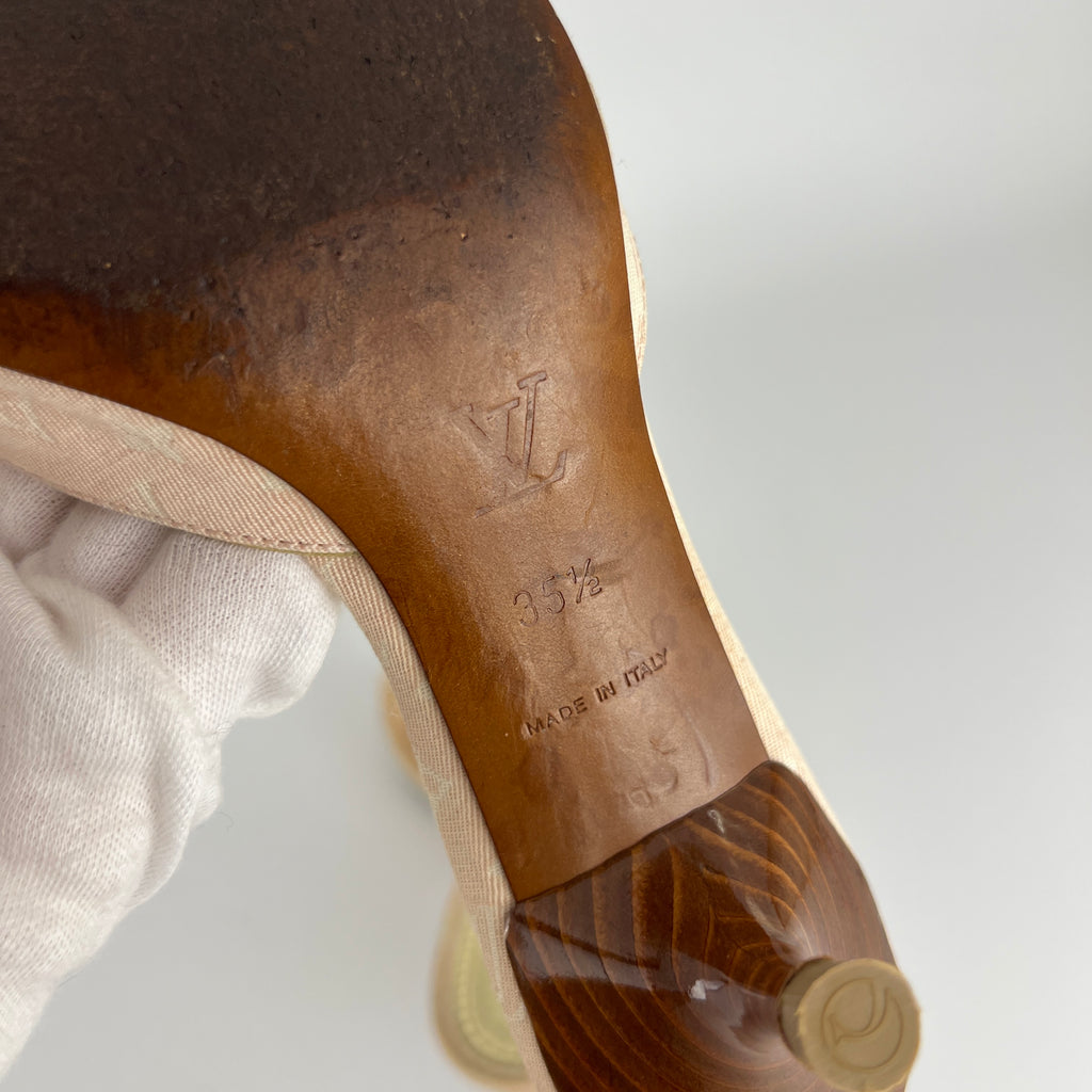 Louis Vuitton | Vintage Pink Monogram Canvas Gold Bow Slide Mules (35.5)