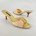 Louis Vuitton | Vintage Pink Monogram Canvas Gold Bow Slide Mules (35.5)