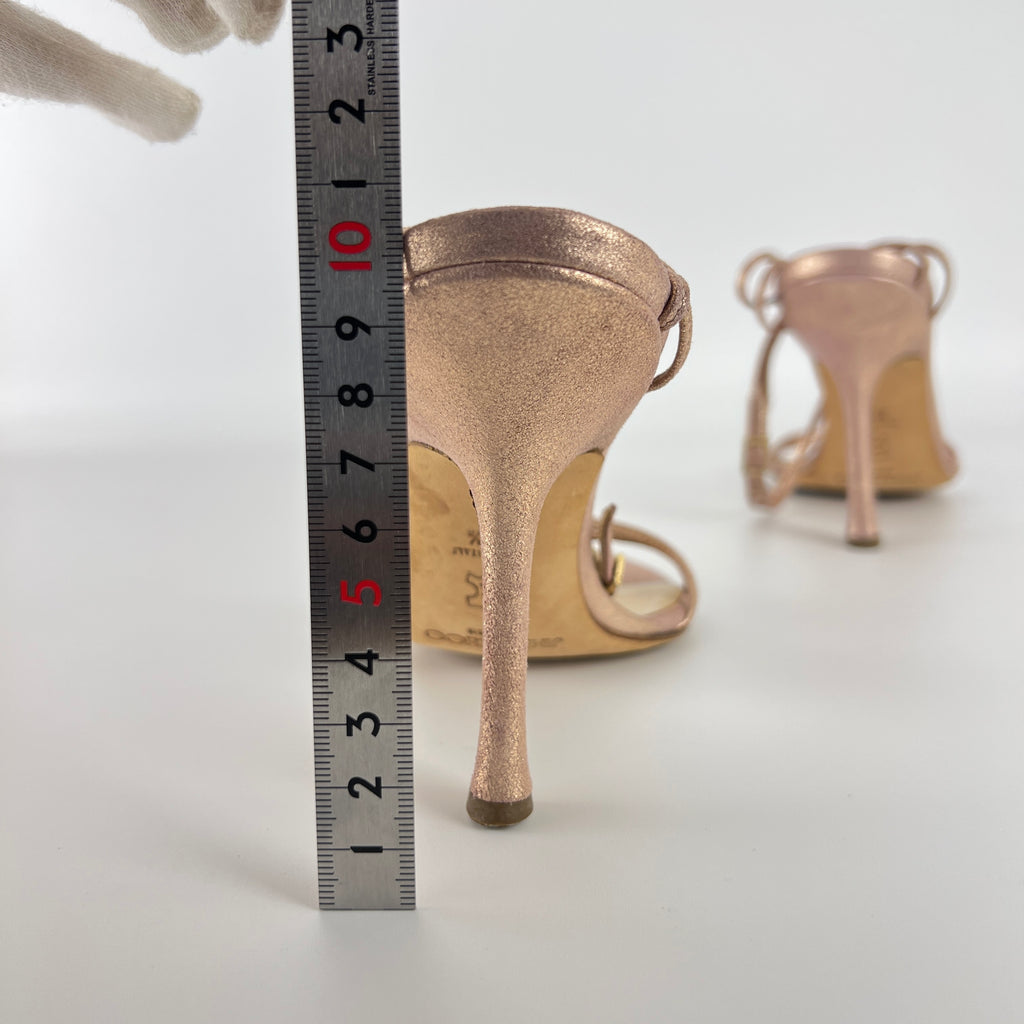 Jimmy Choo | Metallic Rose Gold Leather Strappy Sandal Stiletto Heels(35.5)