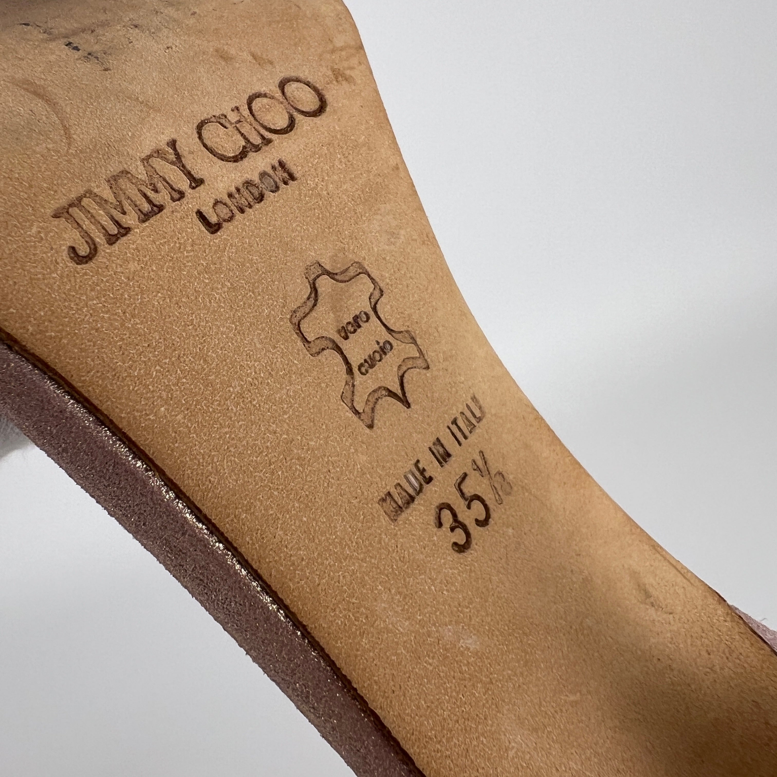 Jimmy Choo | Metallic Rose Gold Leather Strappy Sandal Stiletto Heels(35.5)