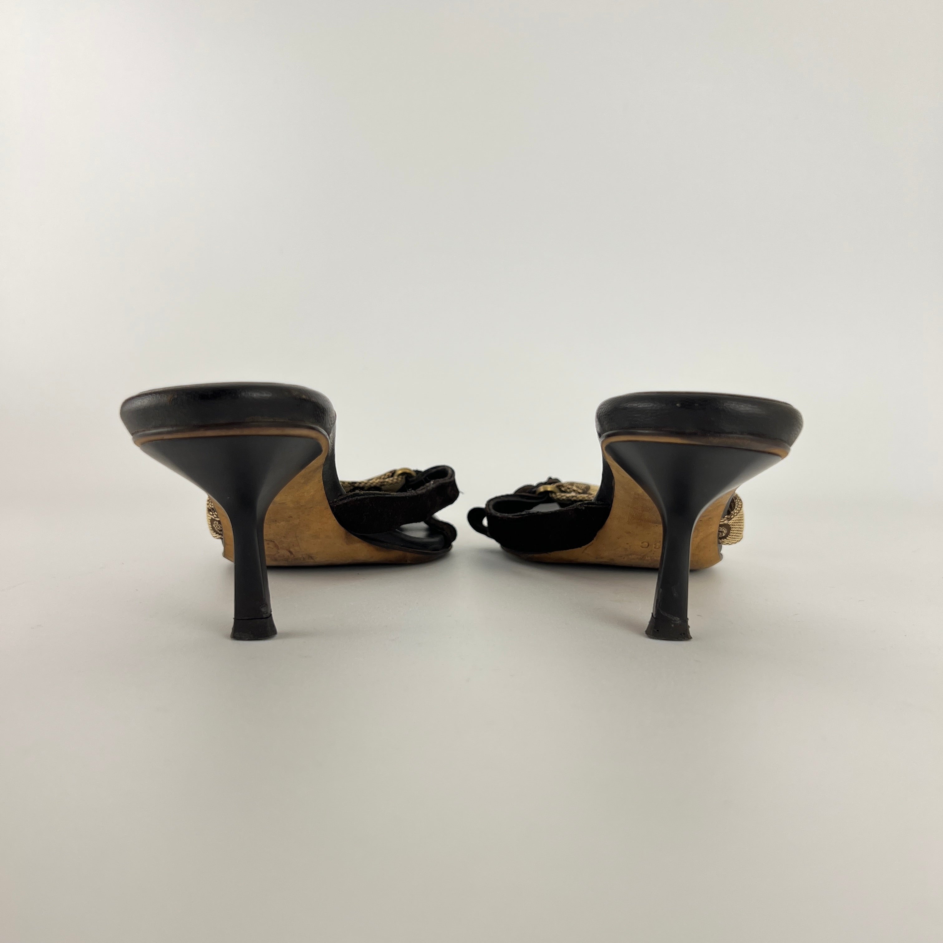 Gucci | Vintage Tom Ford Era GG Monogram Thong Strappy Sandal Heels (38)