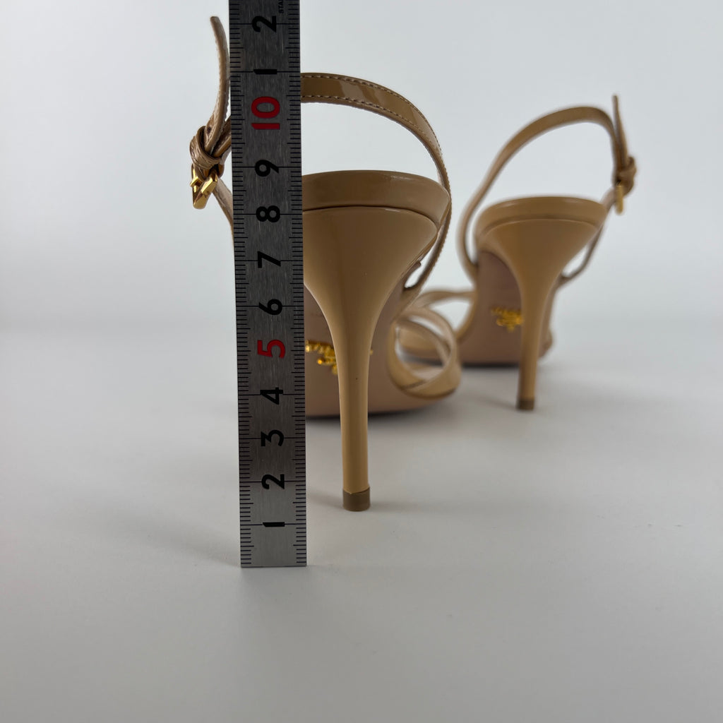Prada | Nude Patent Leather Criss Cross Slingback Stiletto Heels (36.5)