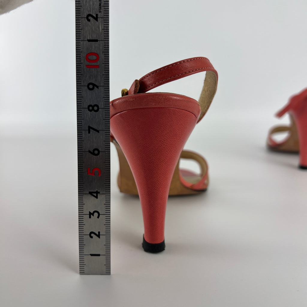 Ferragamo | Vintage Pink Leather T-Strap Strappy Slingback Sandal Heels (35.5)