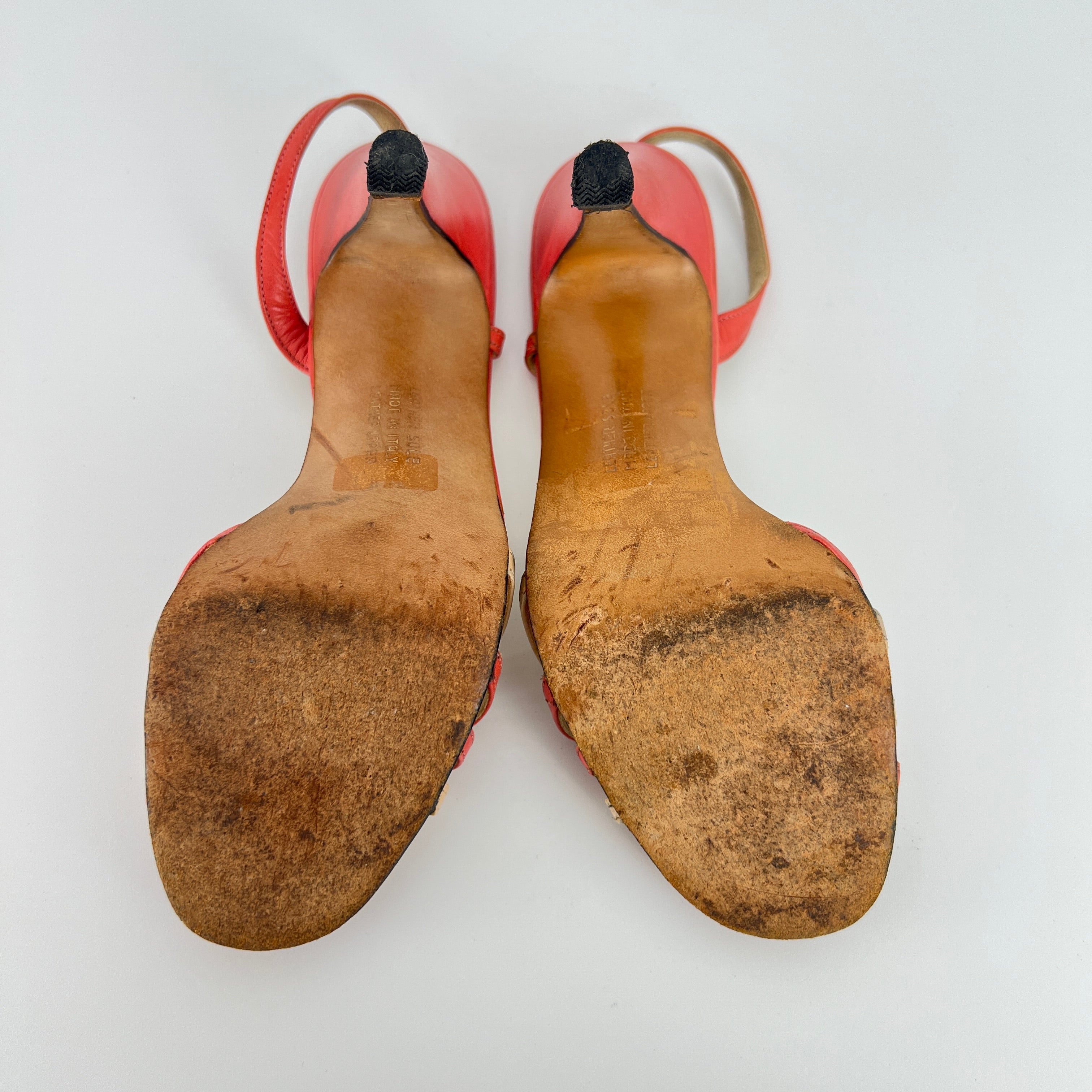 Ferragamo | Vintage Pink Leather T-Strap Strappy Slingback Sandal Heels (35.5)